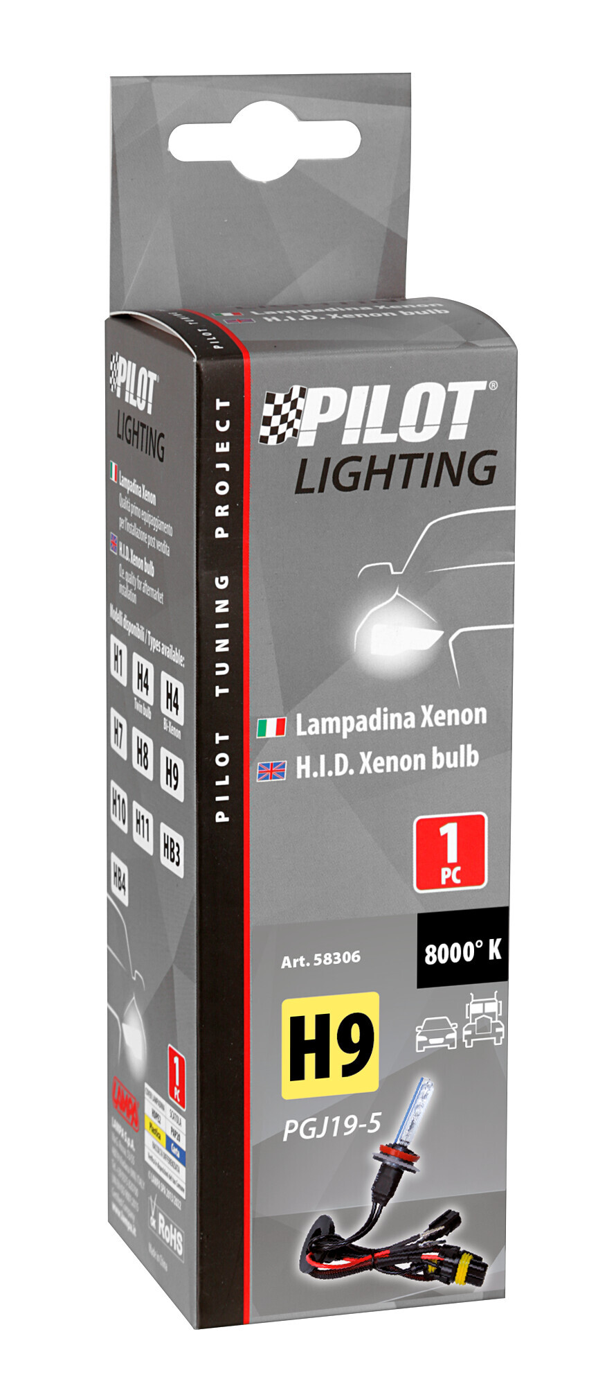 12/24V Lampadina HID Xenon 8.000K - H9 - 1 pz - Scatola - immagine 2