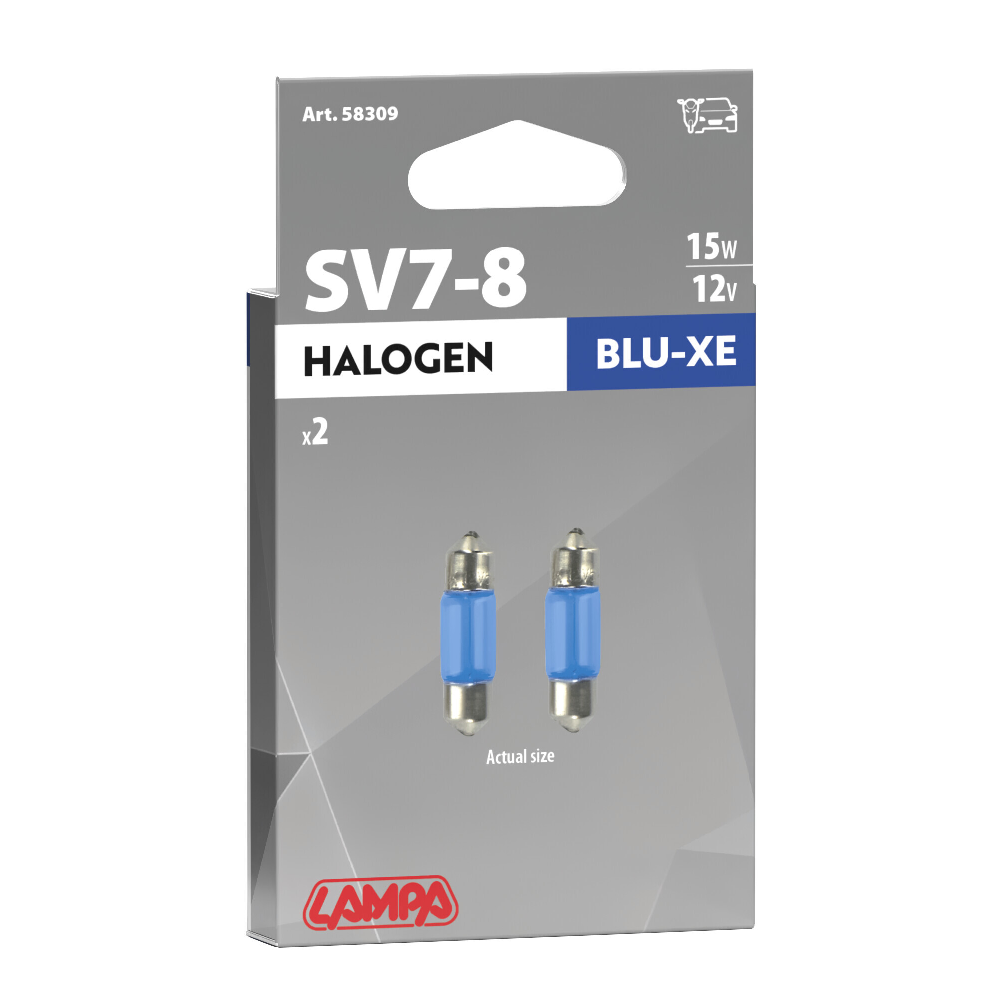 12V Lampada siluro Blu-Xe - 8x28 mm - 15W - SV7-8 - 2 pz - Scatola - immagine 4