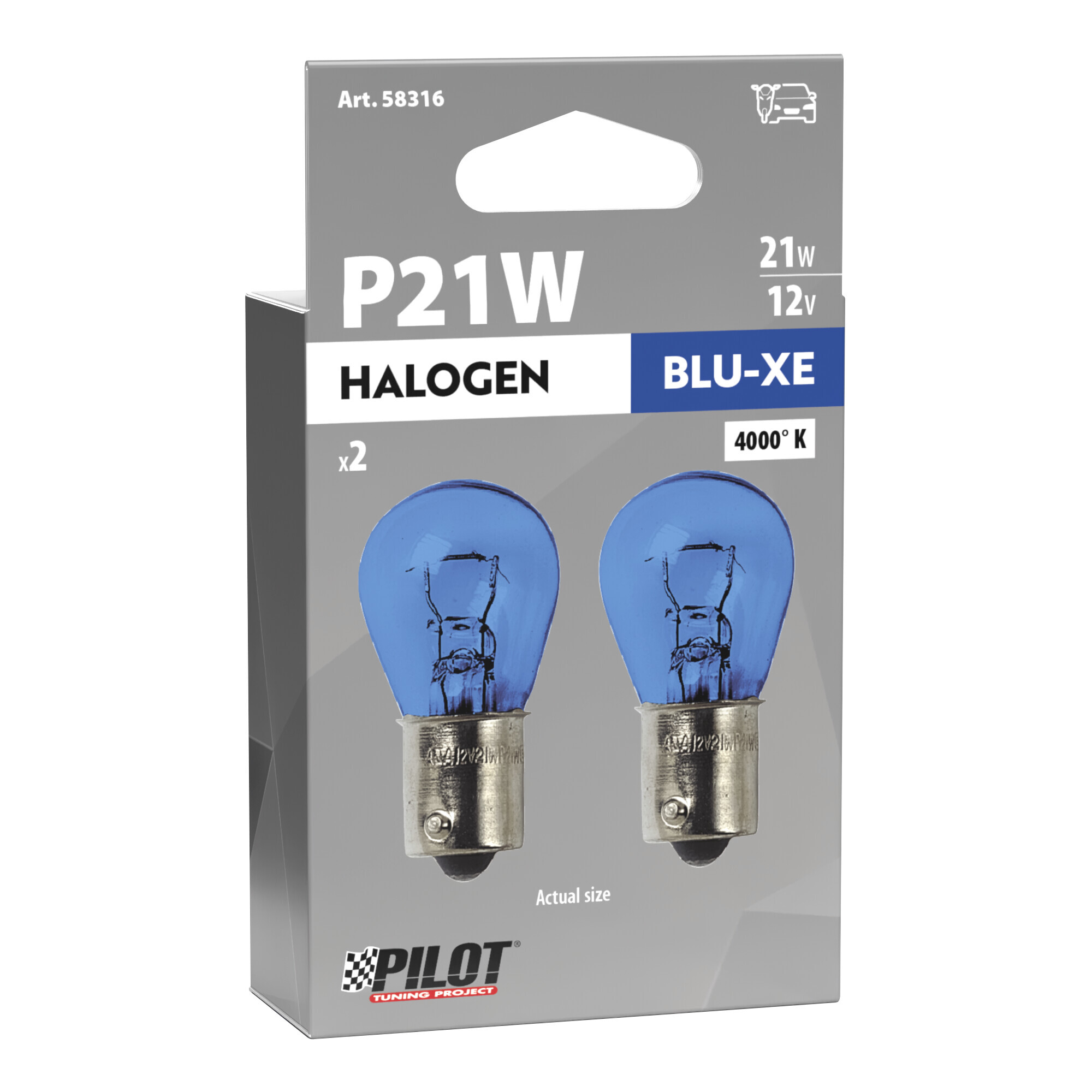 12V Lampada 1 filamento Blu-Xe - (P21W) - 21W - BA15s - 2 pz - Scatola - immagine 4