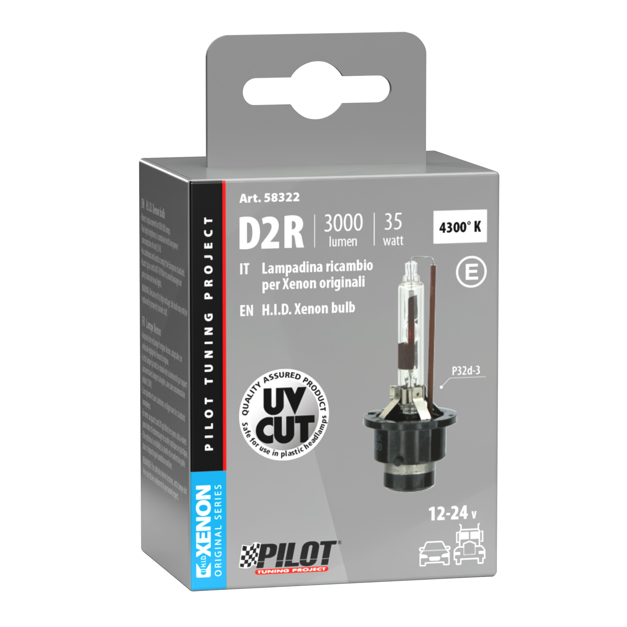 Lampada HID Xenon 4.300°K - D2R - 35W - P32d-3 - 1 pz - Scatola - immagine 4