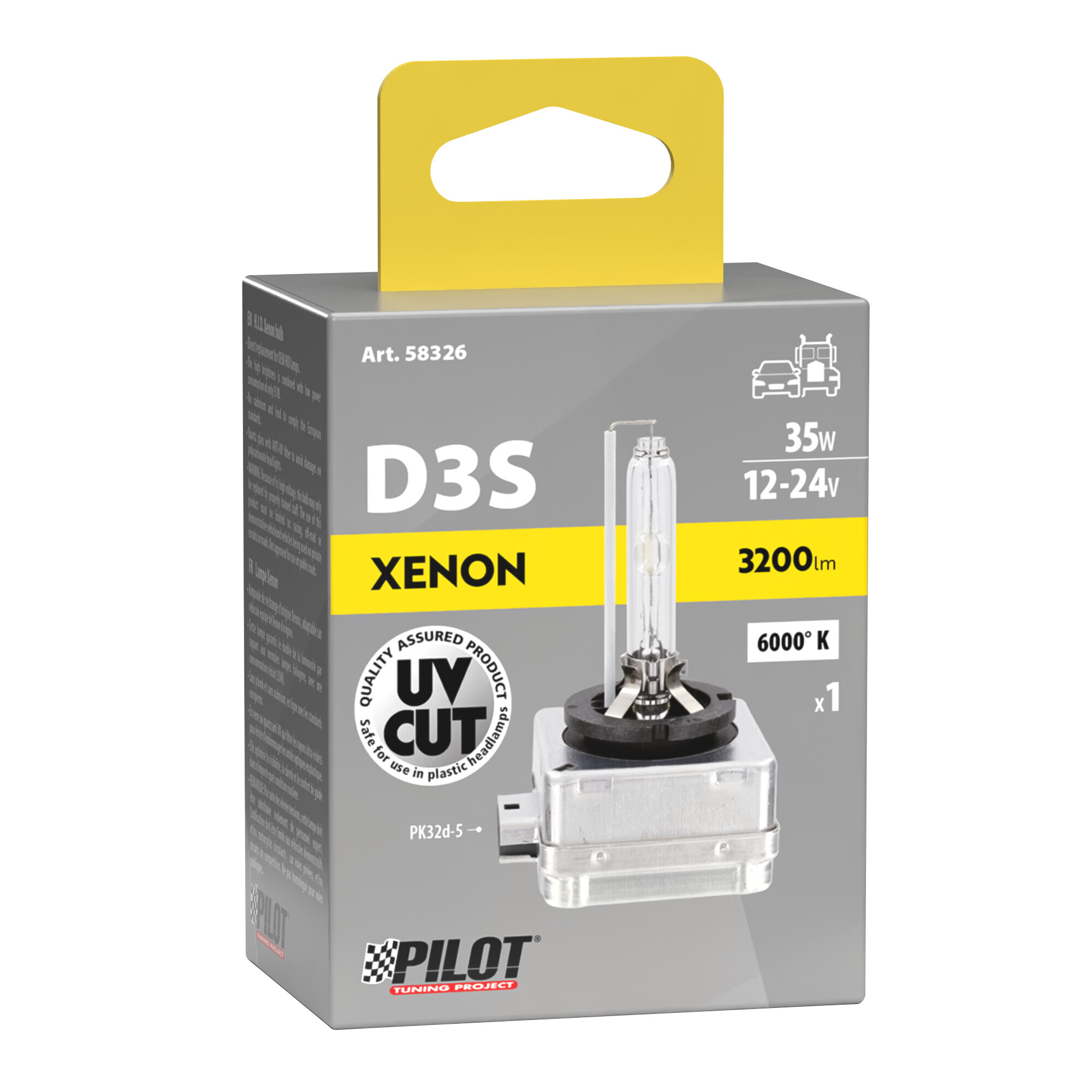 Lampada HID Xenon 6.000°K - D3S - 35W - PK32d-5 - 1 pz - Scatola - immagine 4
