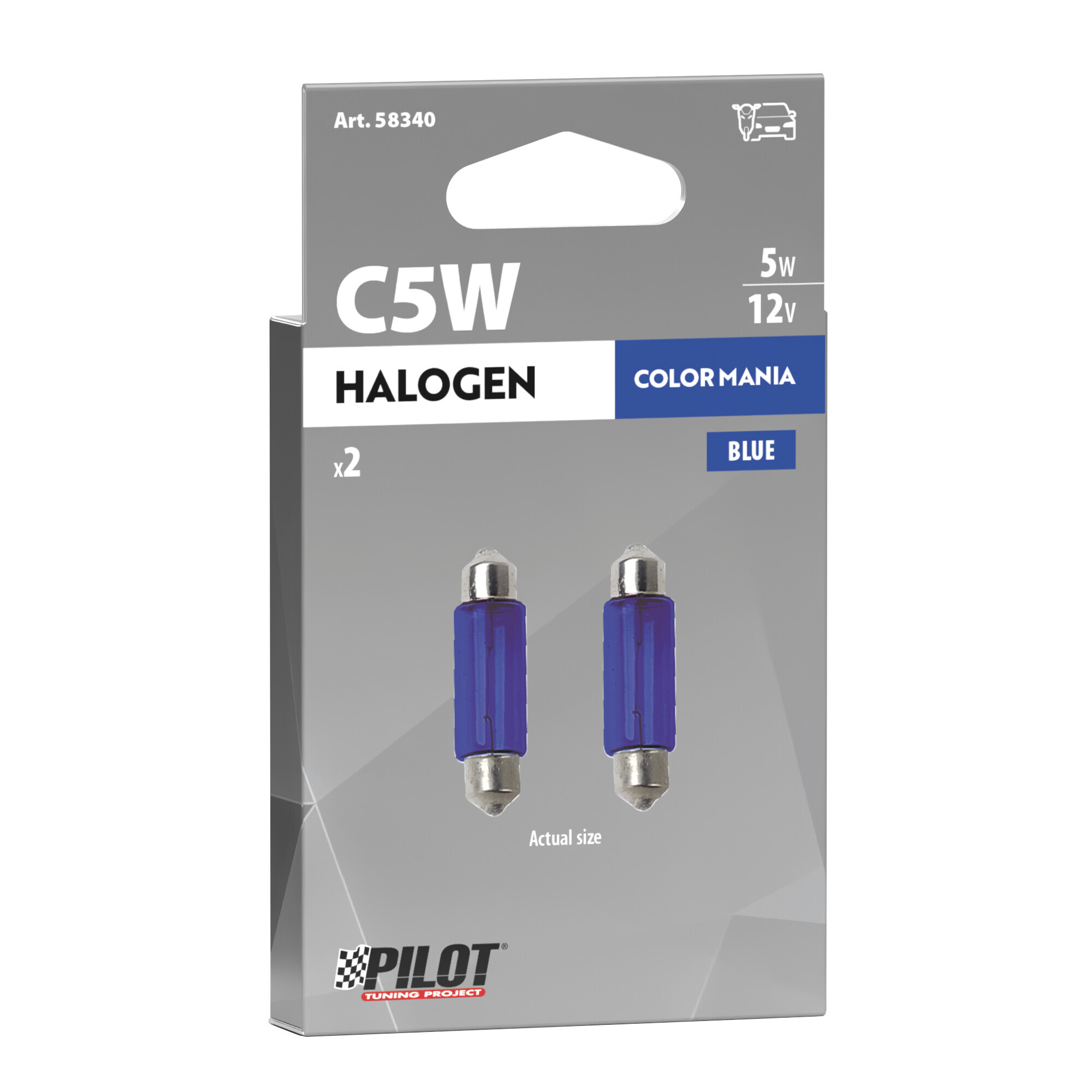 12V Lampada siluro - (C5W) - 11x35 mm - 5W - SV8,5-8 - 2 pz - Scatola - Blu - immagine 4