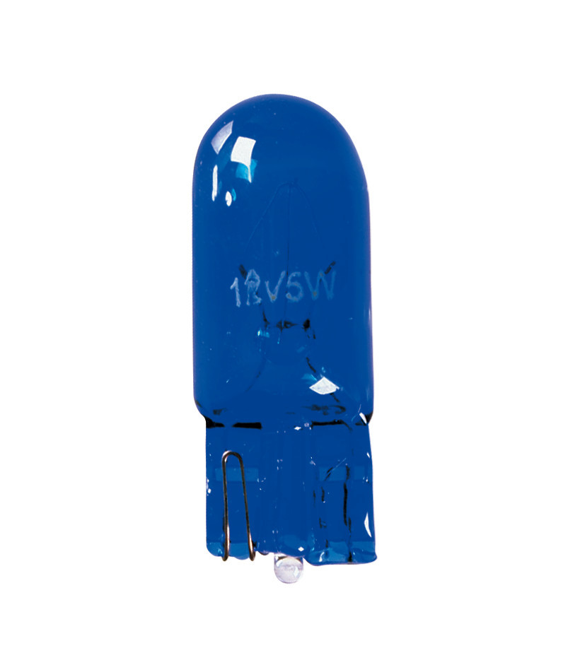12V Blue Dyed Glass, Lampada zoccolo vetro - (W5W) - 5W - W2,1x9,5d - 2 pz - Scatola