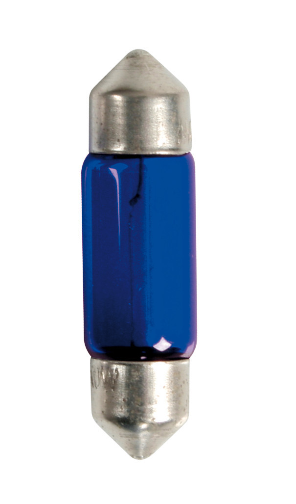 12V Blue Dyed Glass, Lampada siluro - (C10W) - 11x35 mm - 10W - SV8,5-8 - 2 pz - Scatola