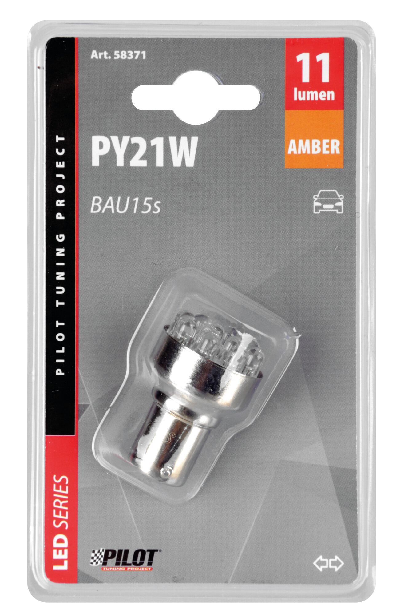 12V Lampada Multi-Led 11 Led - (PY21W) - BAU15s - 1 pz - Scatola - Arancio - immagine 4