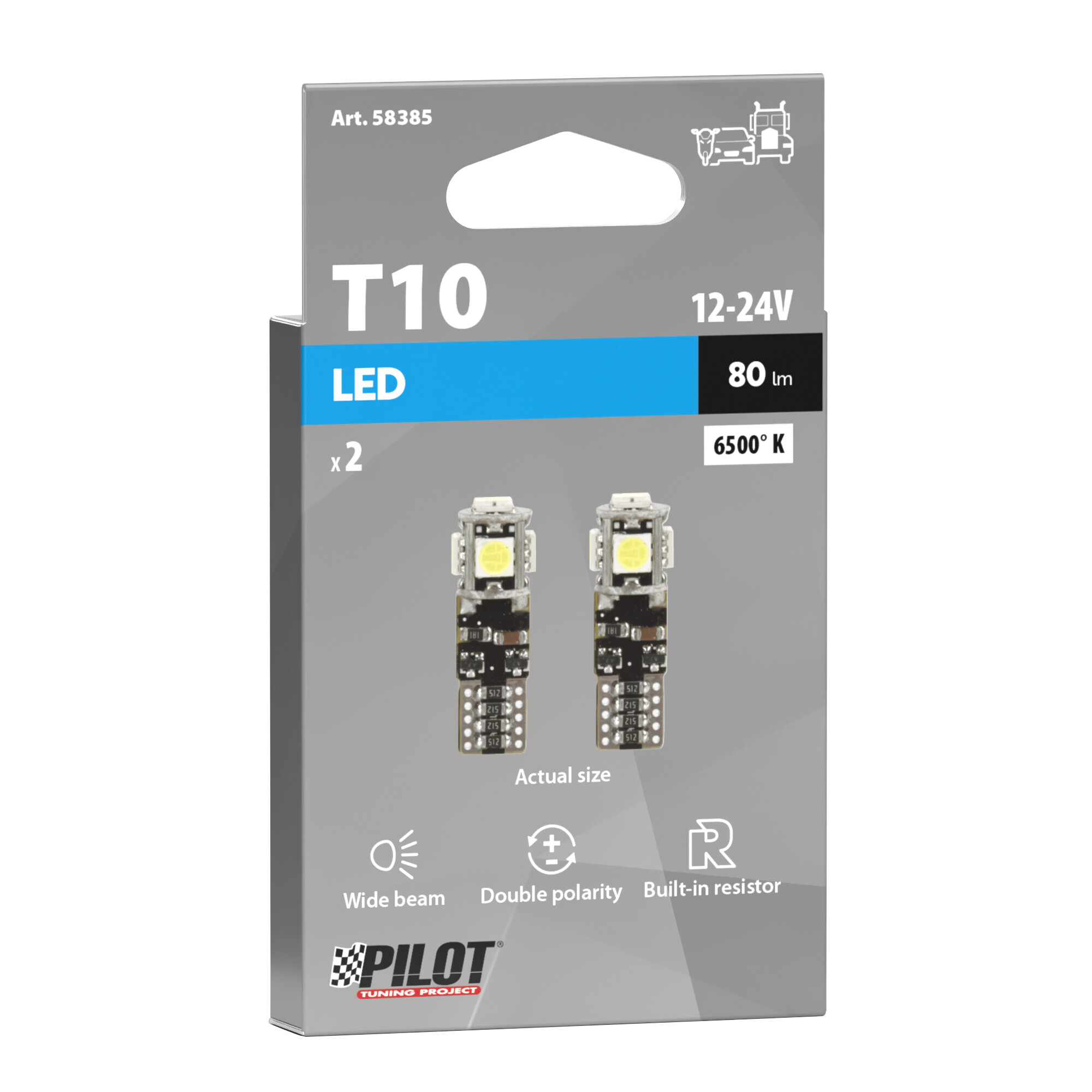 12/30V Led series - 5 Led SMD - (T10) - W2,1x9,5d - 2 pz - Scatola - Bianco - Doppia polarità - Resistenza incorporata - immagine 4