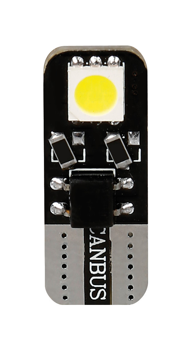 12V Hyper-Led 6 - 2 SMD x 3 chips - (T10) - Bifocus - W2,1x9,5d - 2 pz - Scatola - Bianco - Doppia polarità - Resistenza incorporata