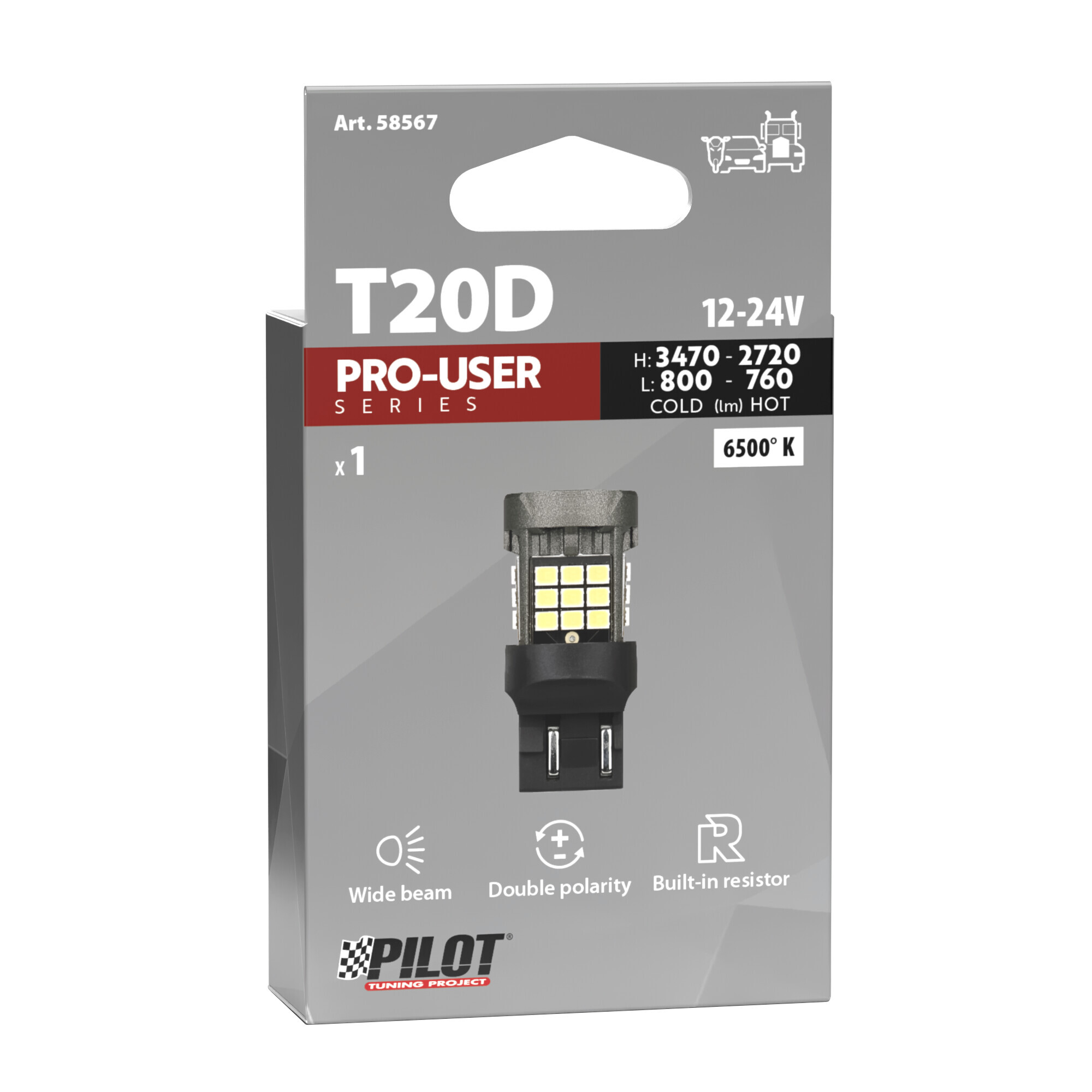 12/24V Pro-User Series - (W21/5W) - W3x16q - 1 pz - Scatola - Bianco - Doppia polarità - Resistenza incorporata - immagine 3