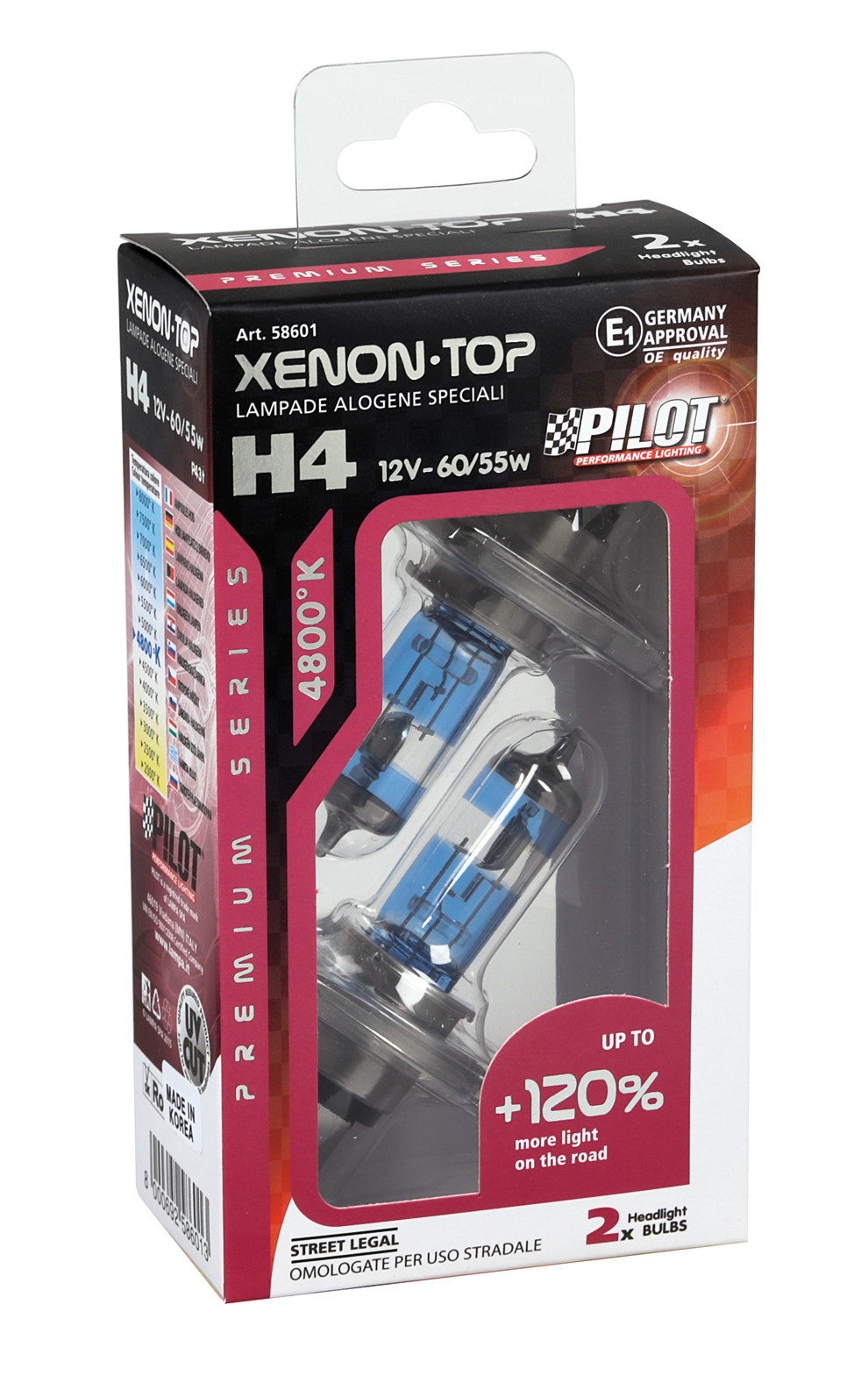 12V Lampada alogena Xenon Top +120% luce - H4 - 60/55W - P43t - 2 pz - Scatola - immagine 4