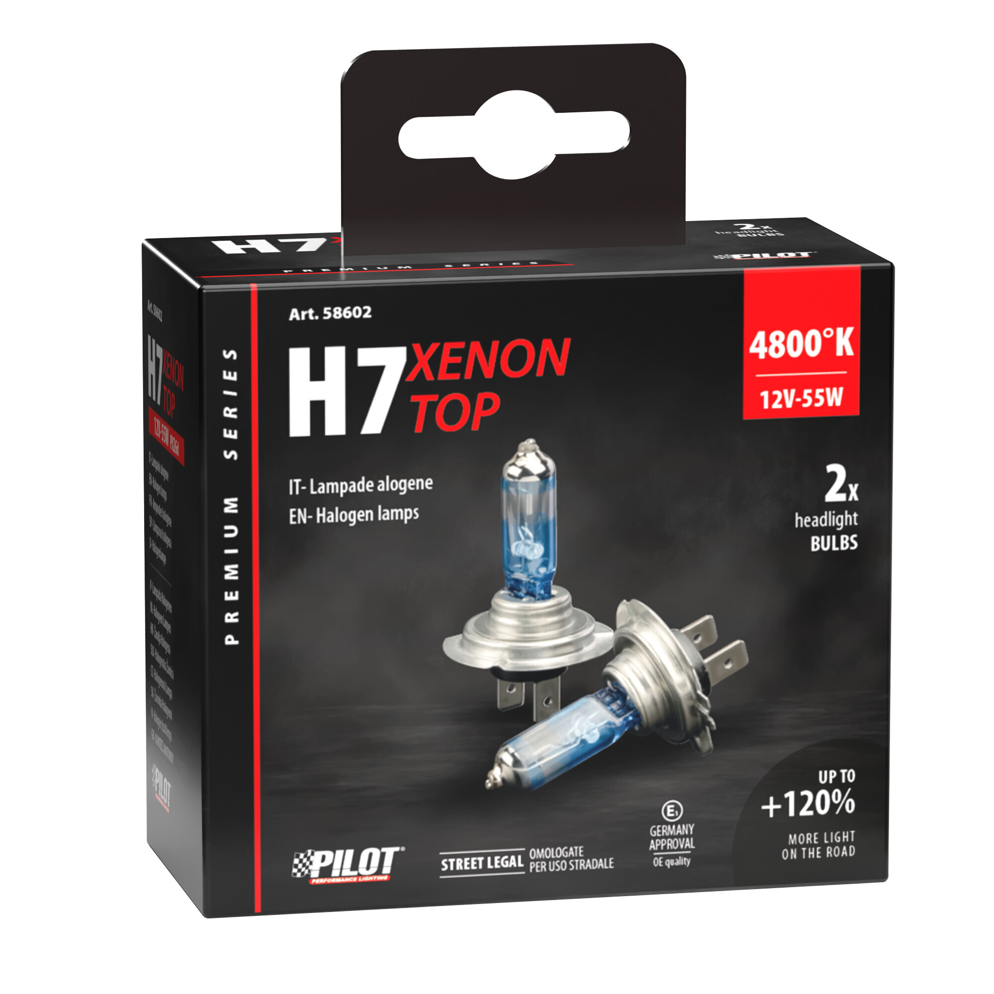 12V Lampada alogena Xenon Top +120% luce - H7 - 55W - PX26d - 2 pz - Scatola - immagine 4