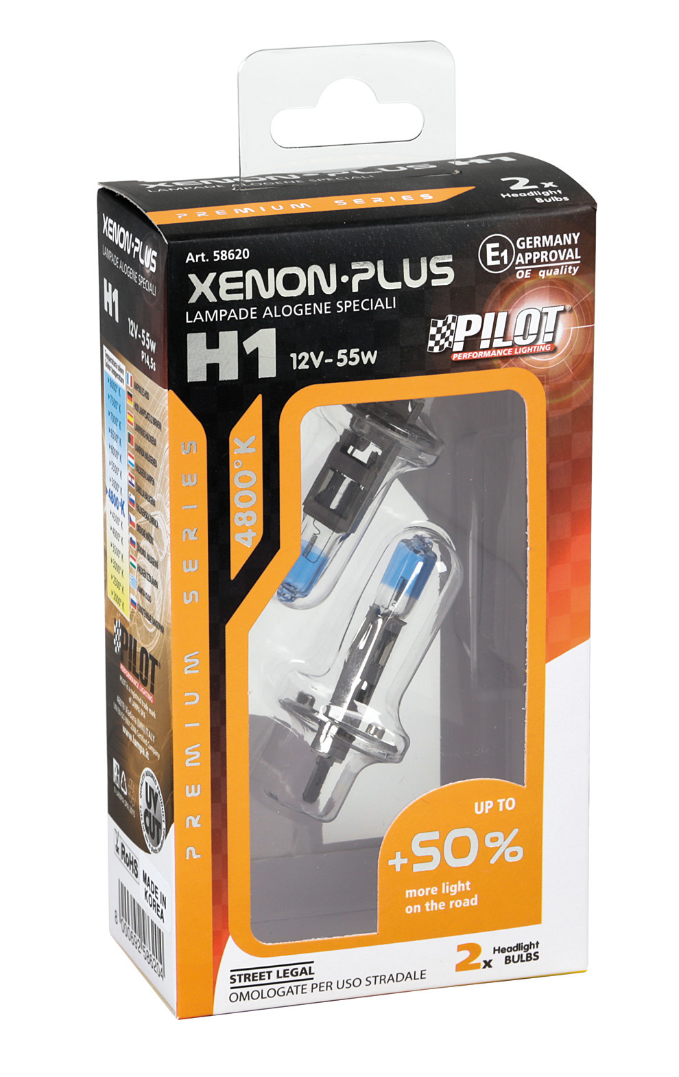 12V Lampada alogena Xenon Plus +50% luce - H1 - 55W - P14,5s - 2 pz - Scatola - immagine 4