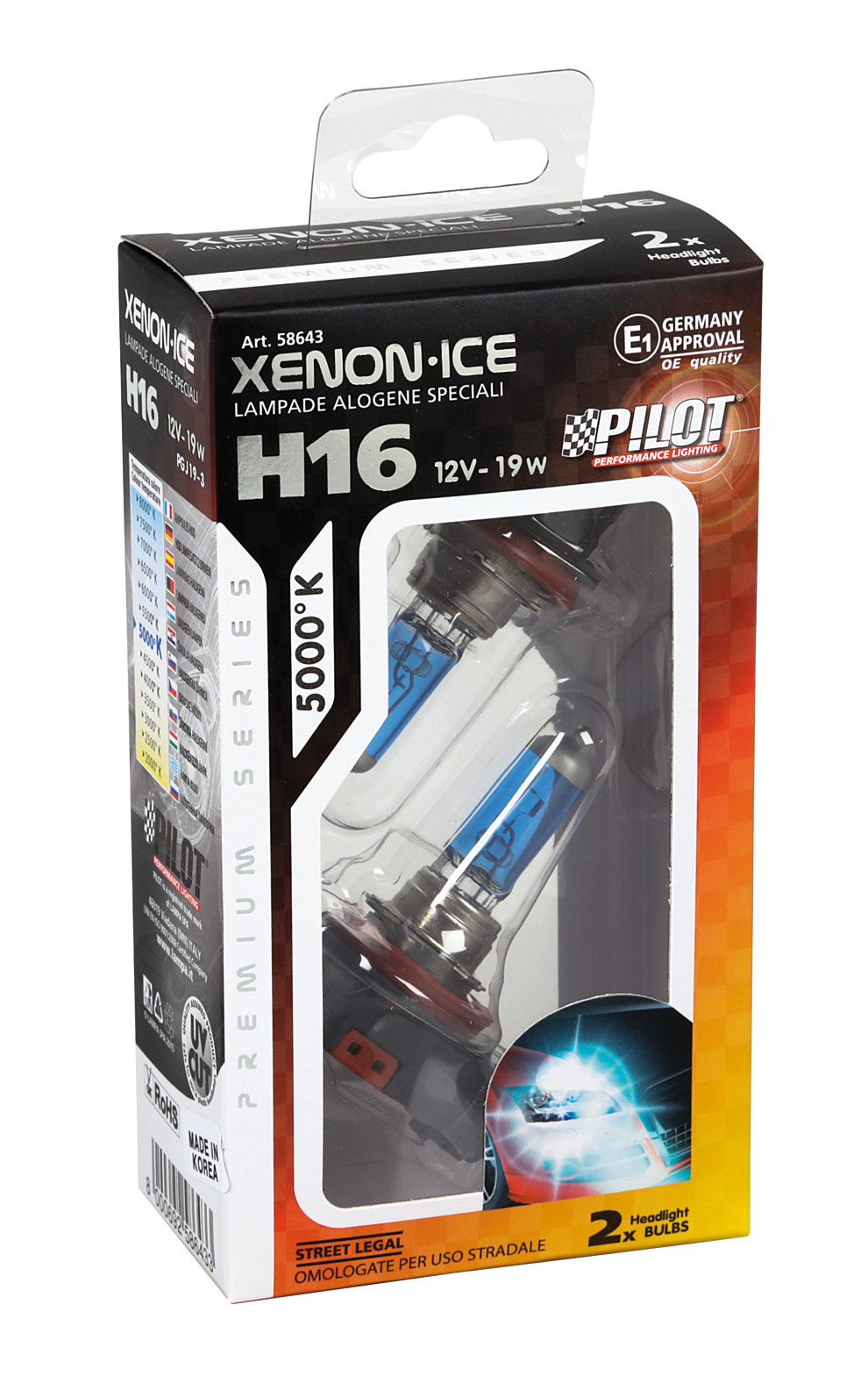 12V Lampada alogena Xenon Ice - H16 - 19W - PGJ19-3 - 2 pz - Scatola - immagine 4