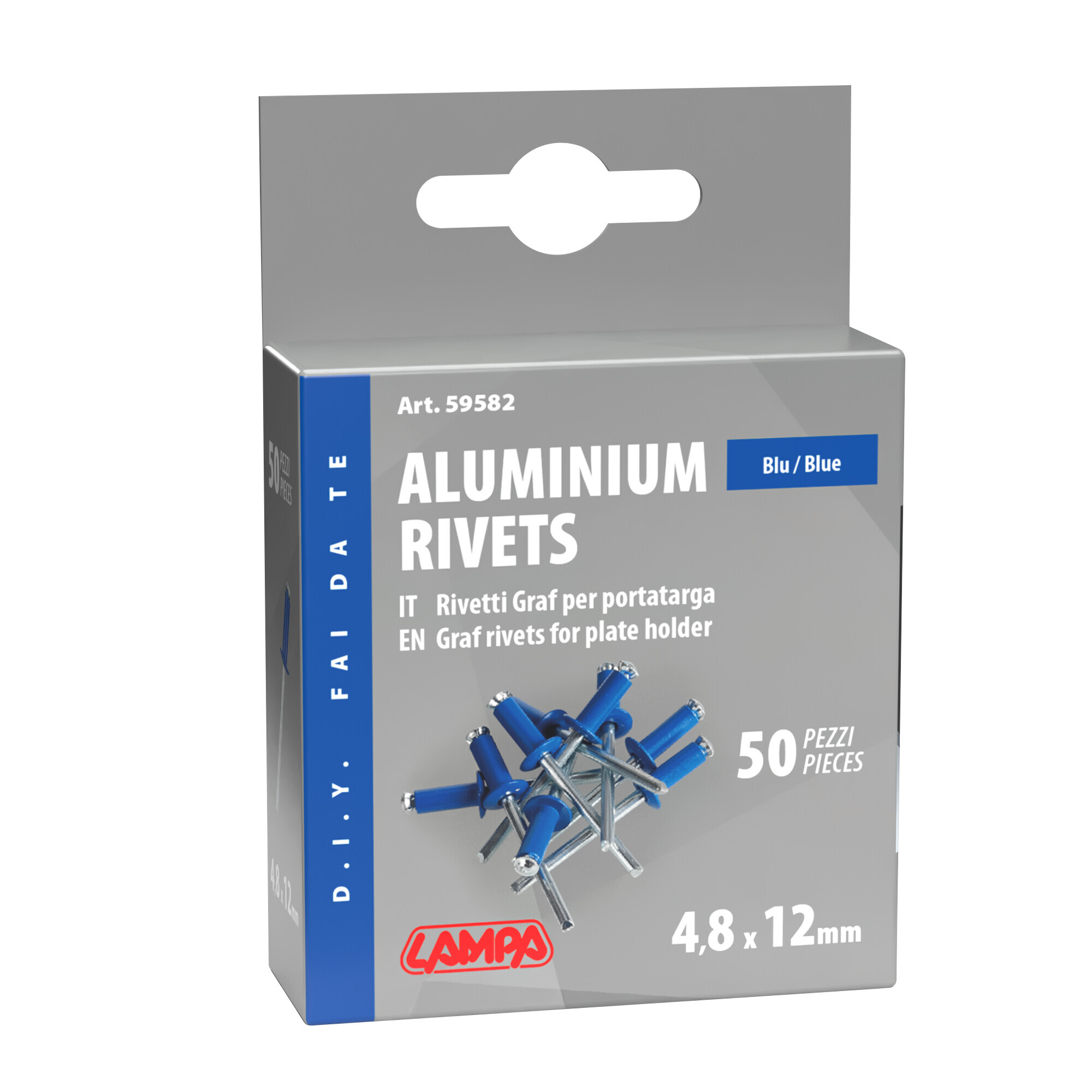 Aluminium Rivets, set 50 rivetti Graf per portatarga - Blu - immagine 5