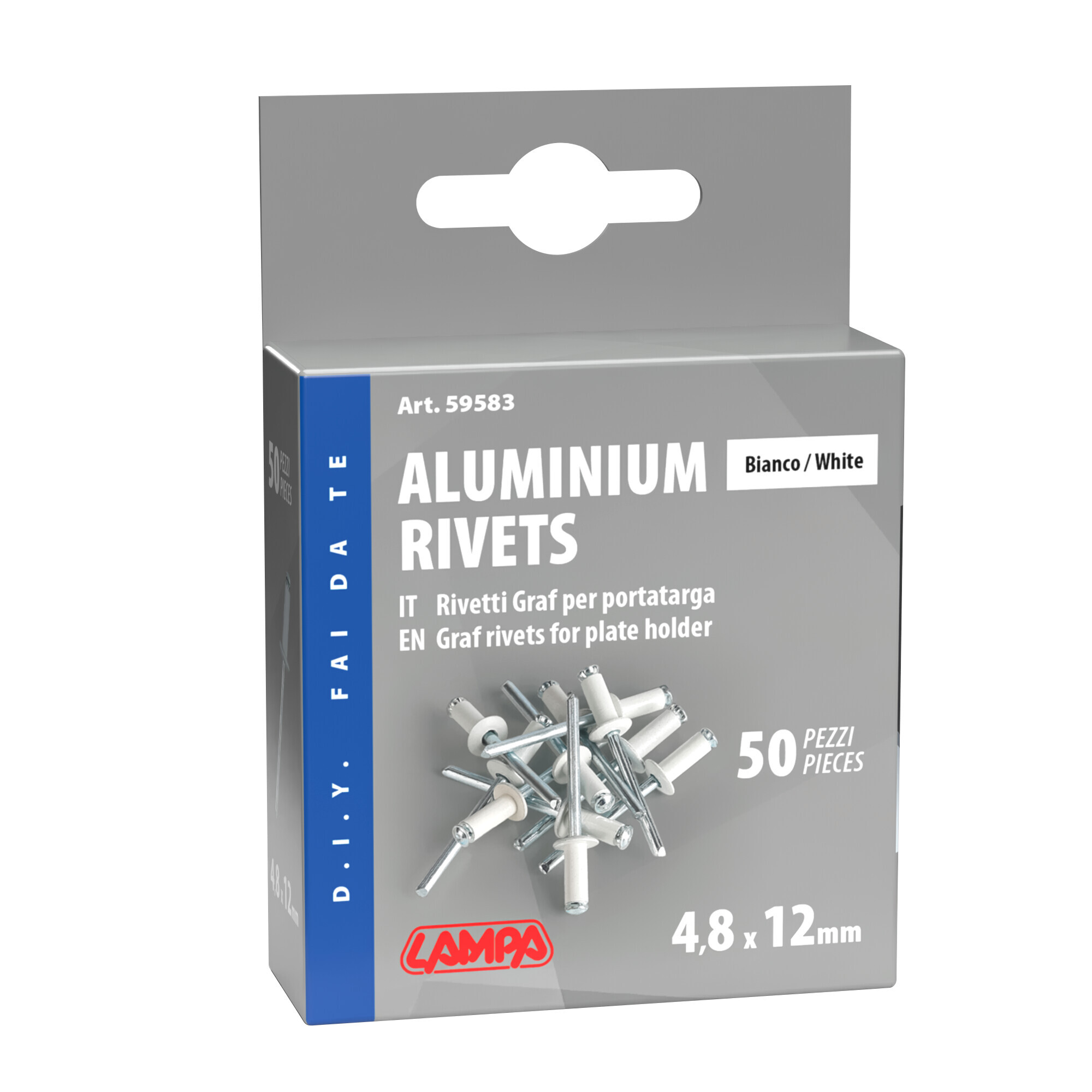 Aluminium Rivets, set 50 rivetti Graf per portatarga - Bianco - immagine 5