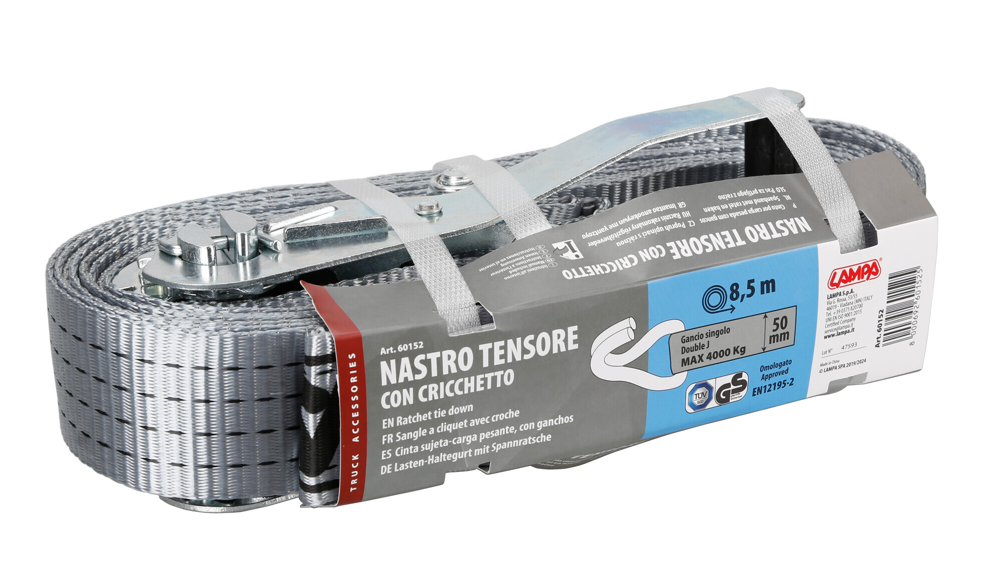Nastro tensore con cricchetto - Gancio singolo - 8,5 m - immagine 3