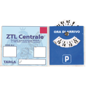 Porta certificato con disco orario in PVC