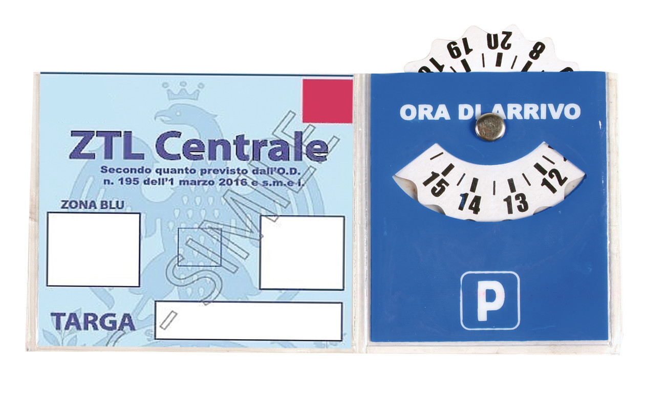 Porta certificato con disco orario in PVC