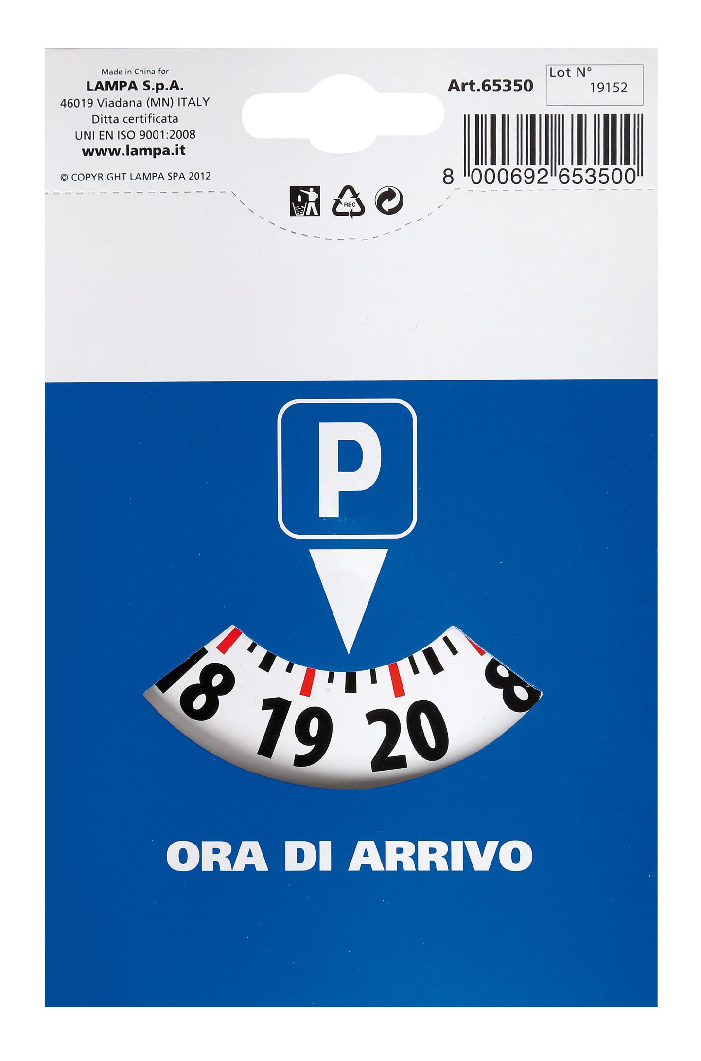 Disco orario europeo in cartoncino - 110x150 mm - immagine 2
