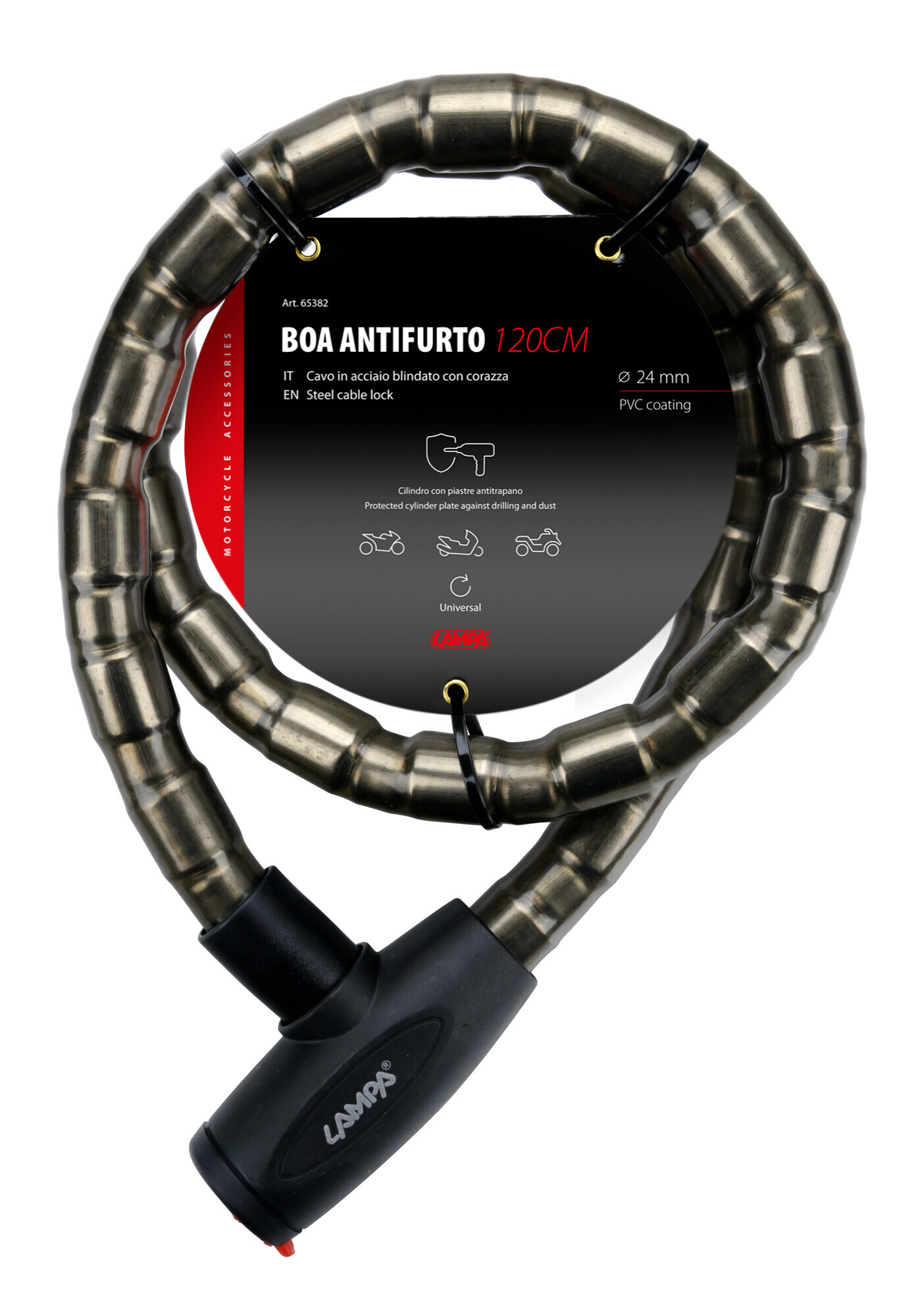 Boa, cavo antifurto Ø 24 mm in acciaio plastificato - 120 cm - immagine 2