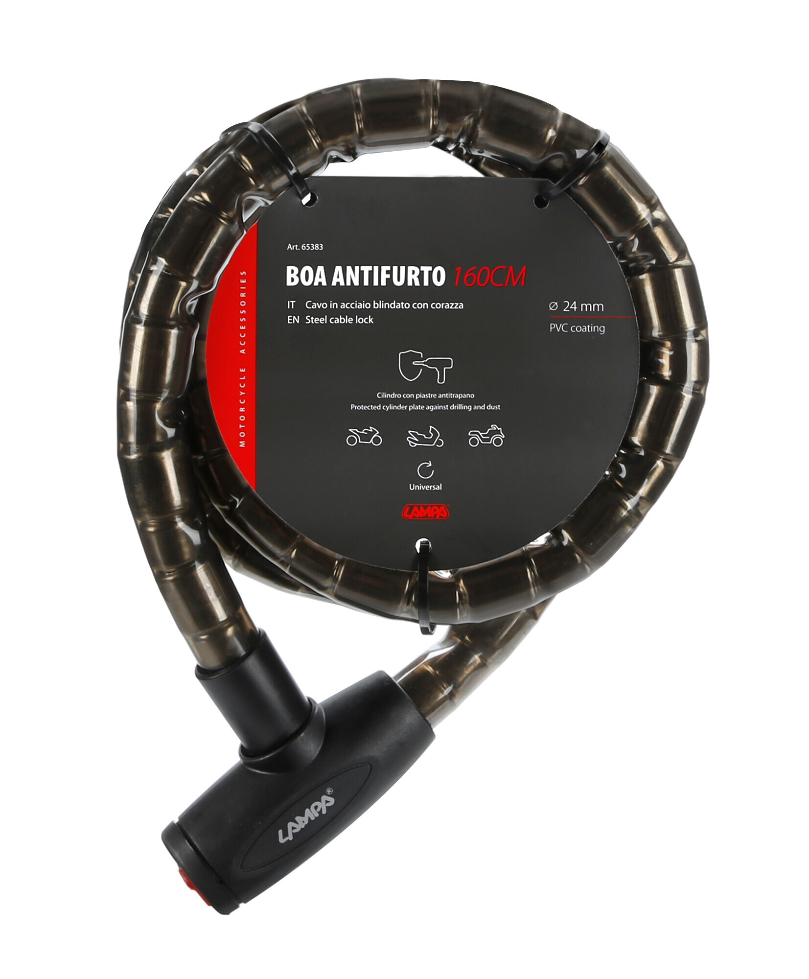 Boa, cavo antifurto Ø 24 mm in acciaio plastificato - 160 cm - immagine 2