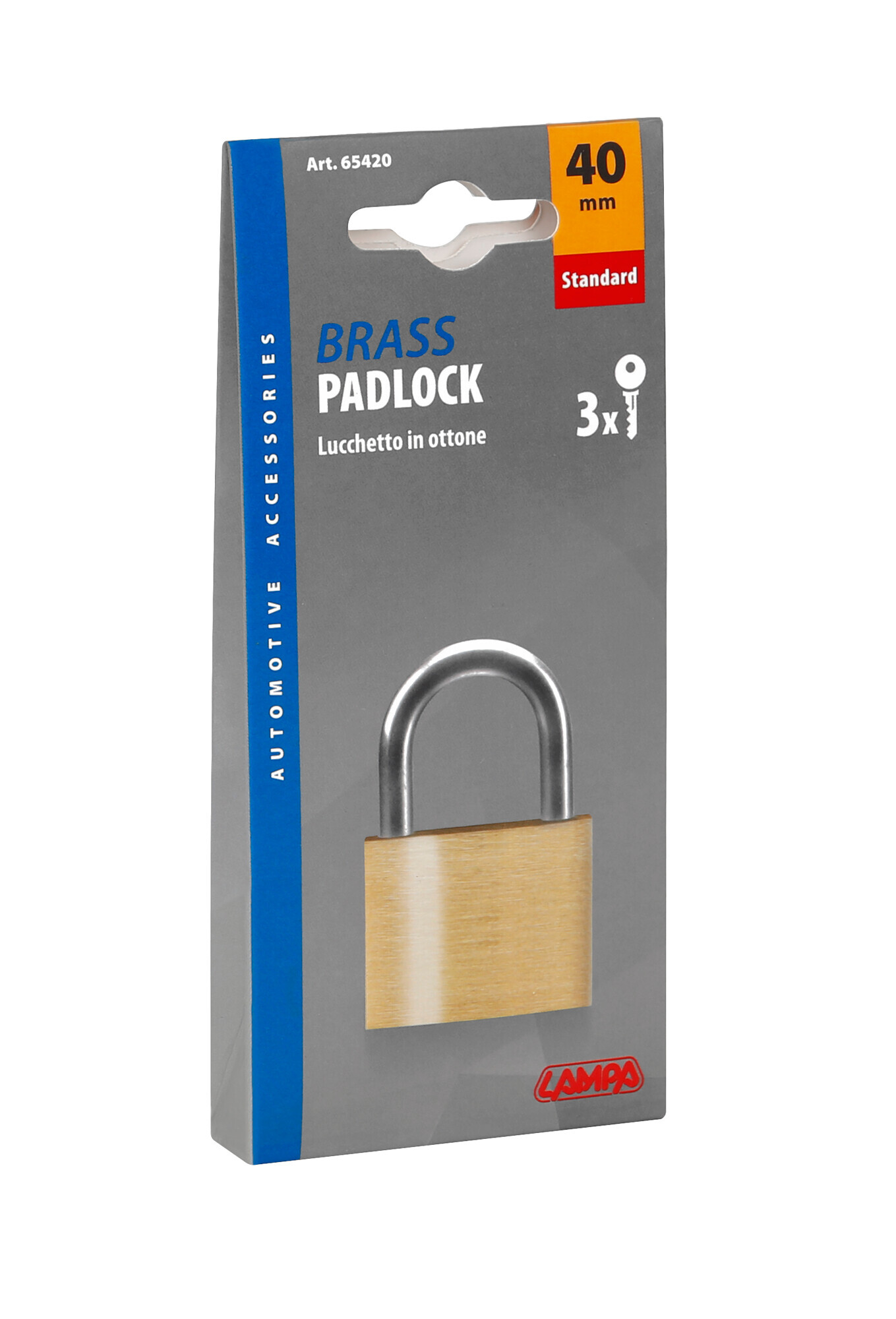 Standard, lucchetto in ottone - 40 mm - immagine 3