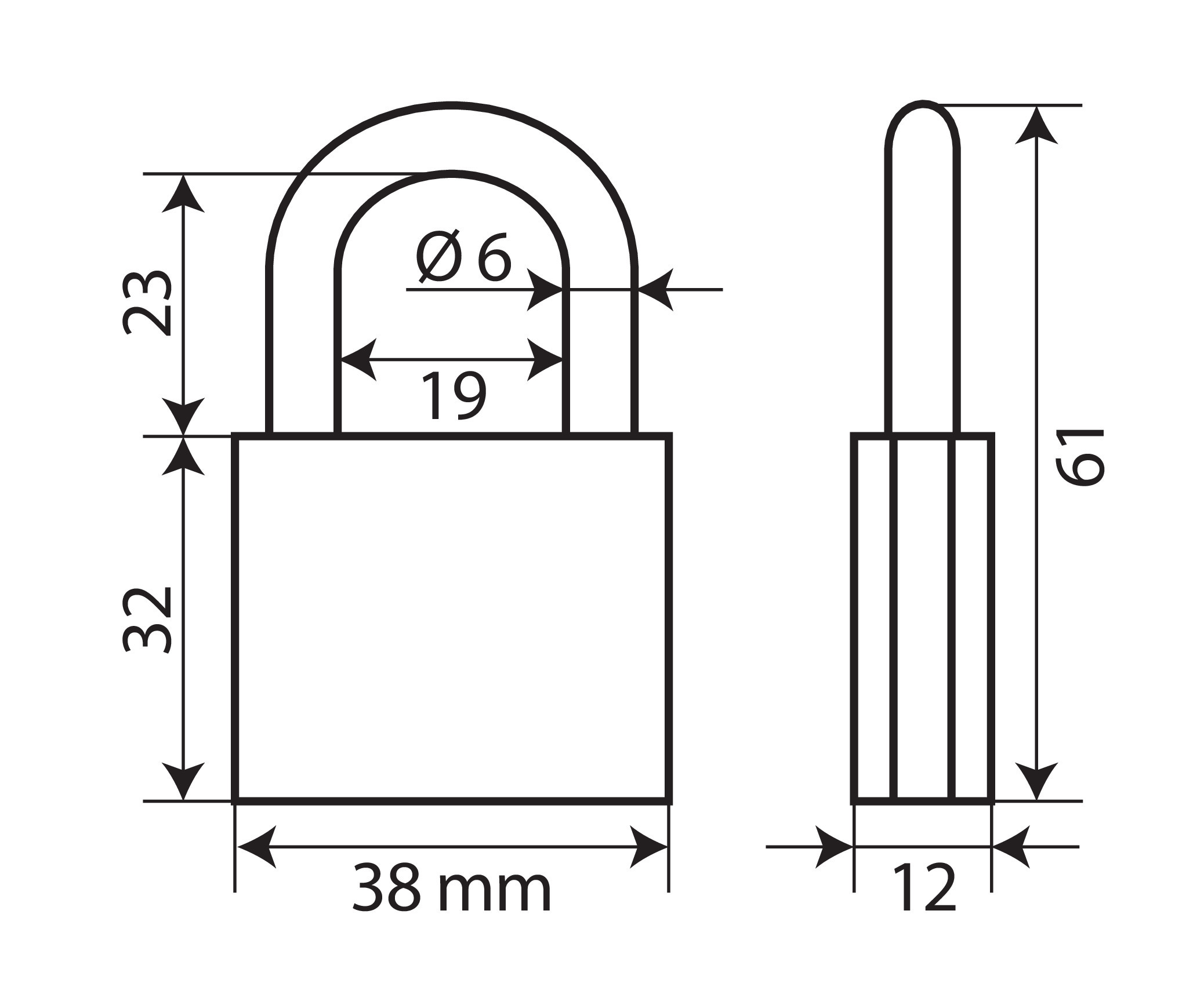 Standard, lucchetto in ottone - 40 mm - immagine 2