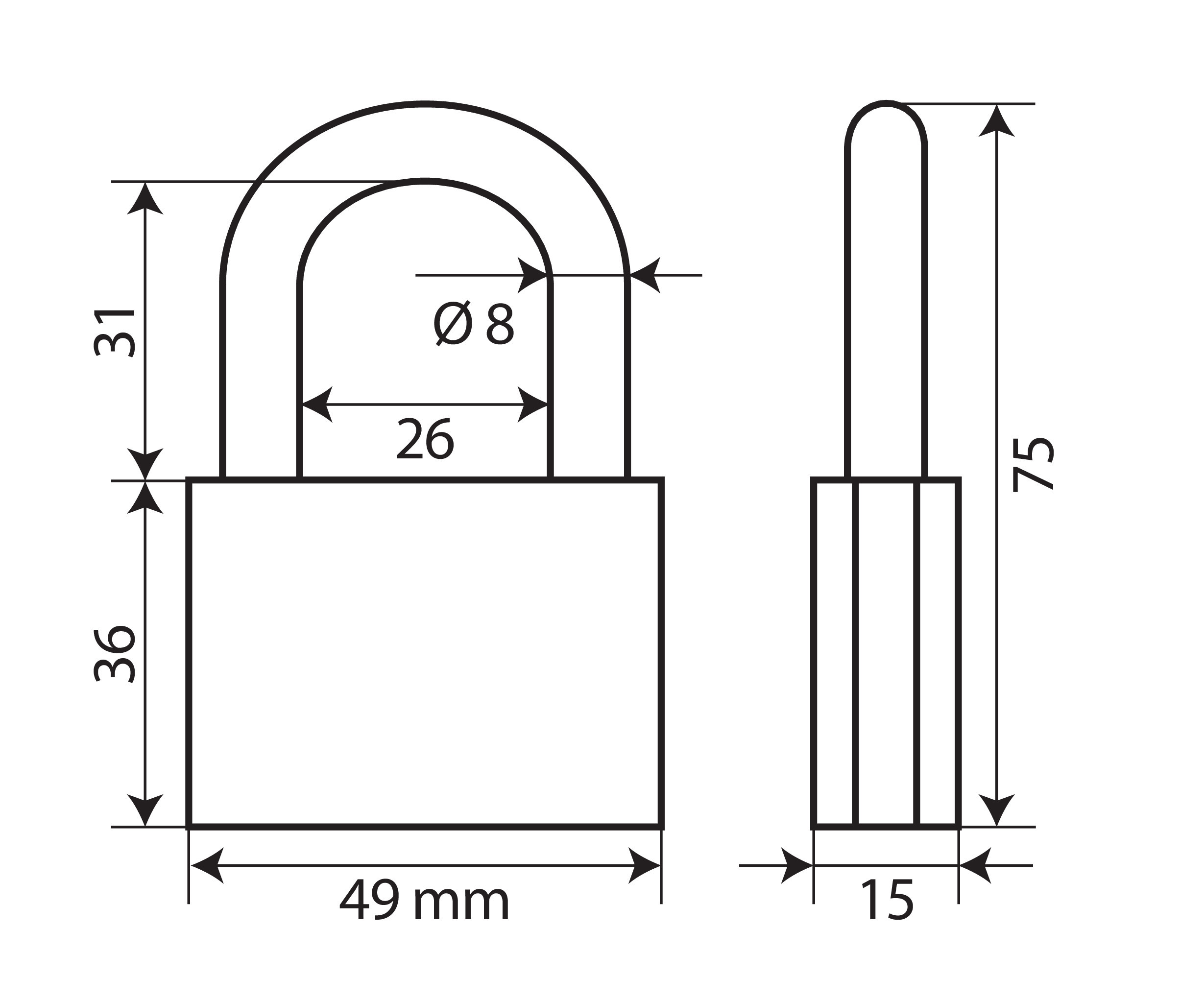 Standard, lucchetto in ottone - 50 mm - immagine 2