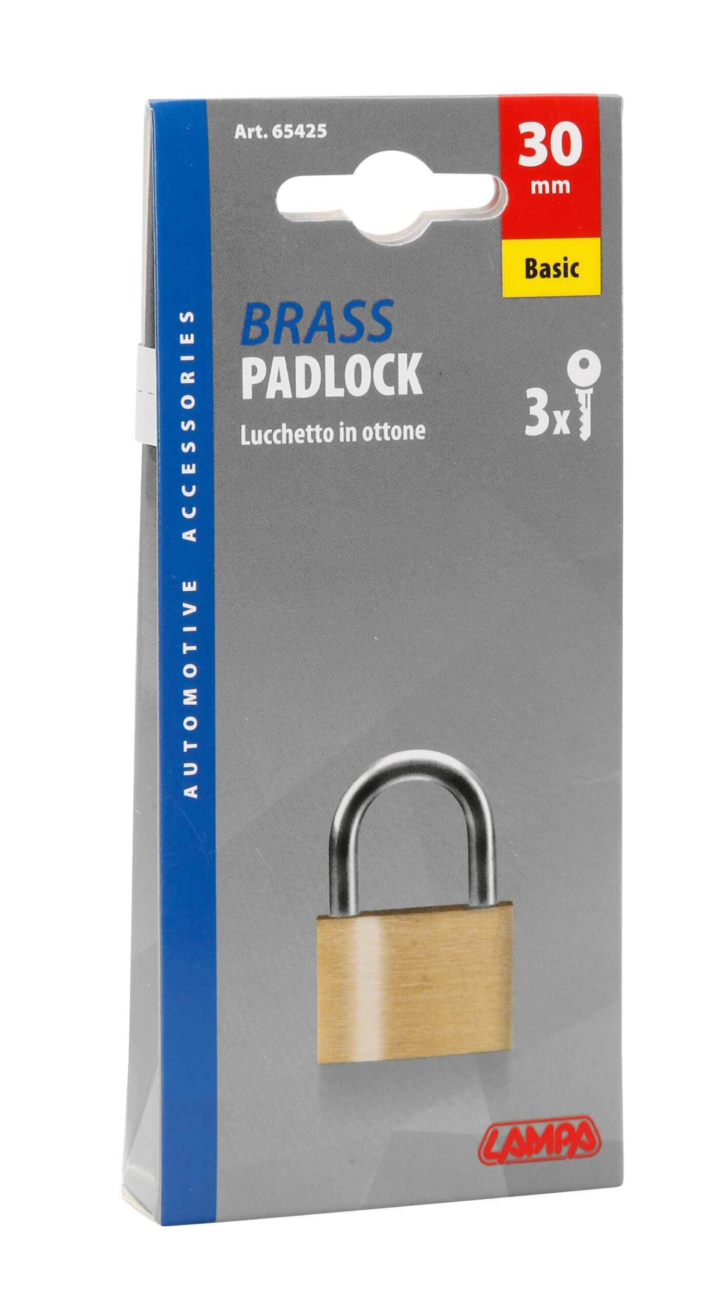 Basic, lucchetto in ottone - 30 mm - immagine 3