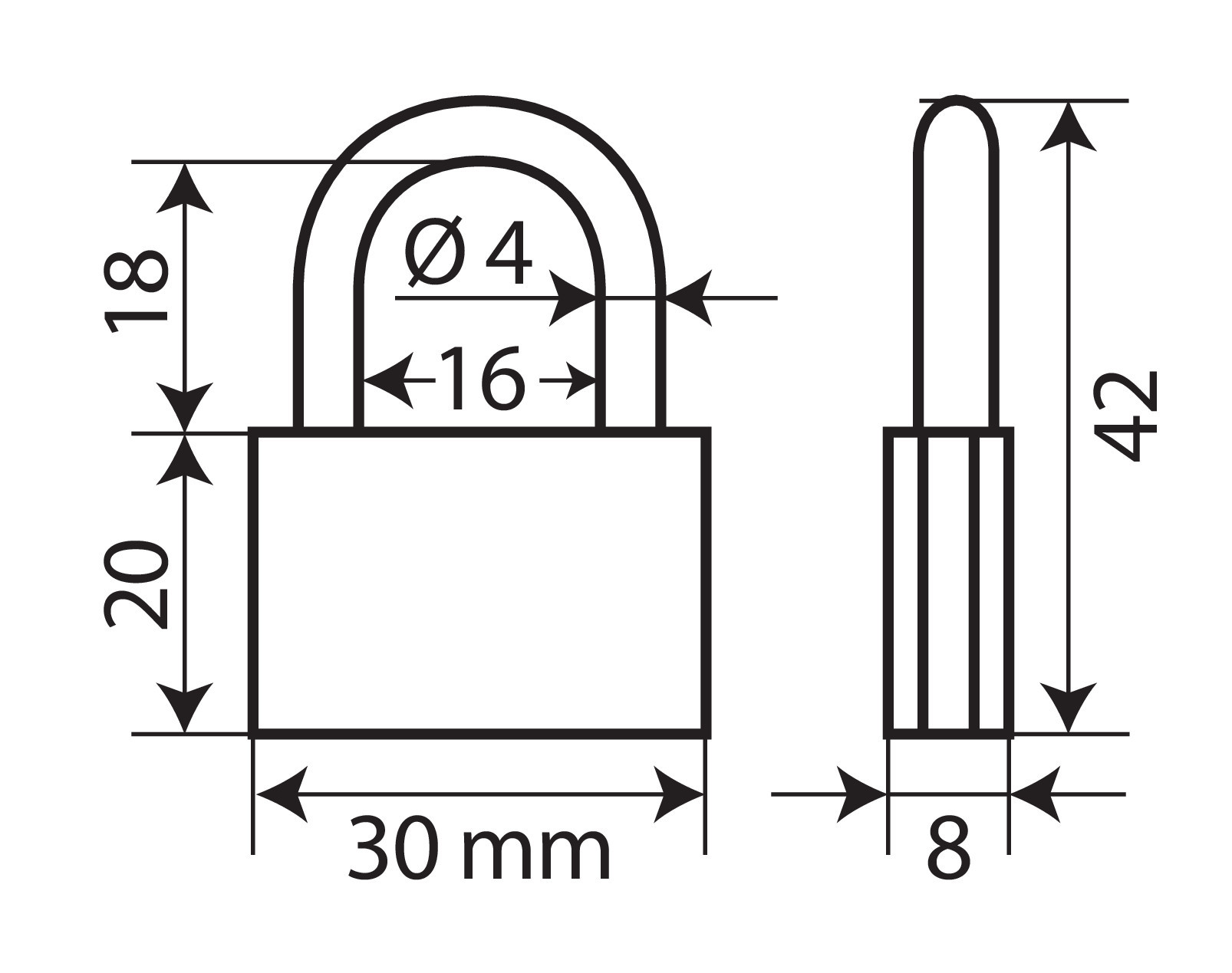 Basic, lucchetto in ottone - 30 mm - immagine 2