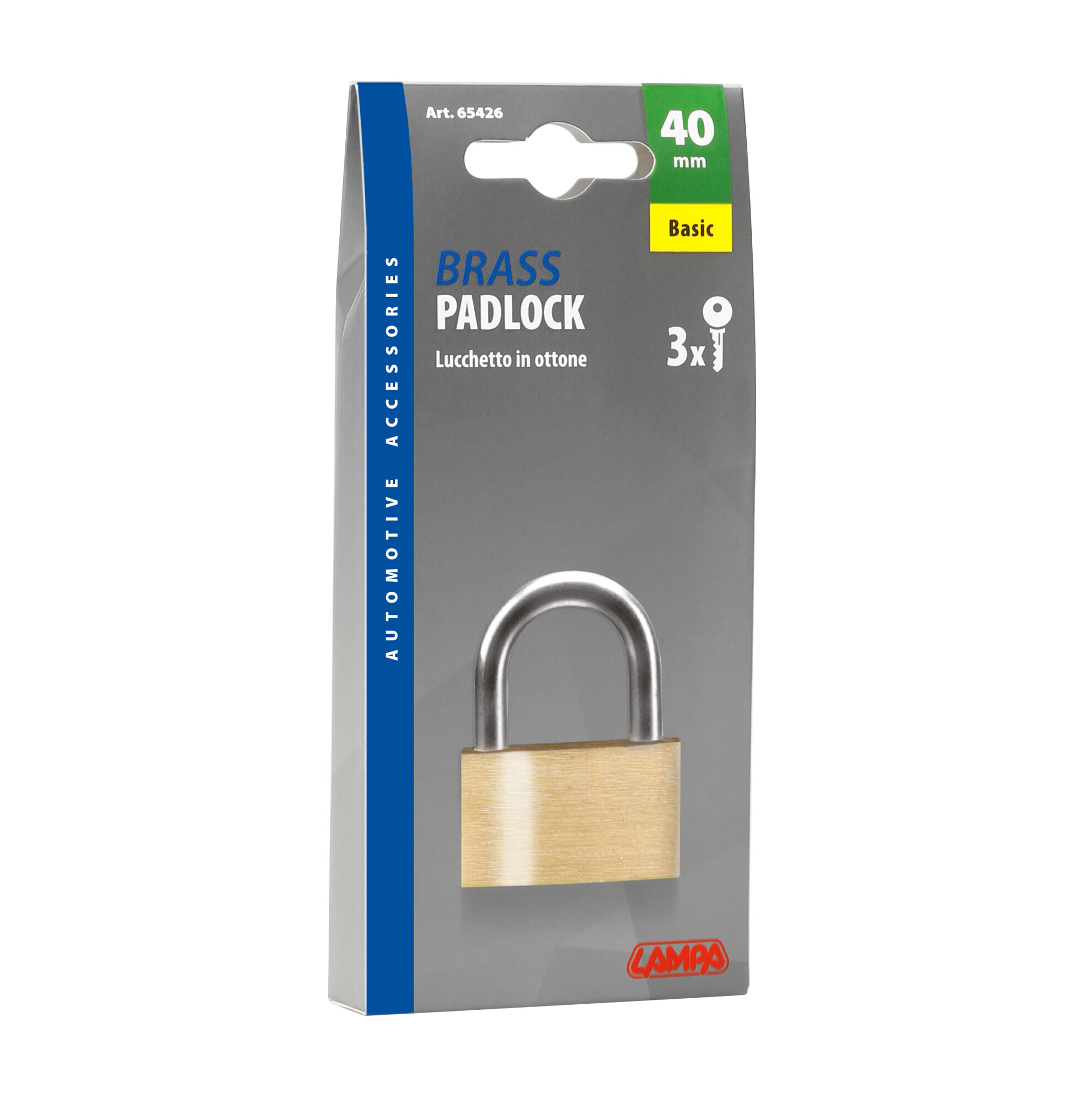 Basic, lucchetto in ottone - 40 mm - immagine 3