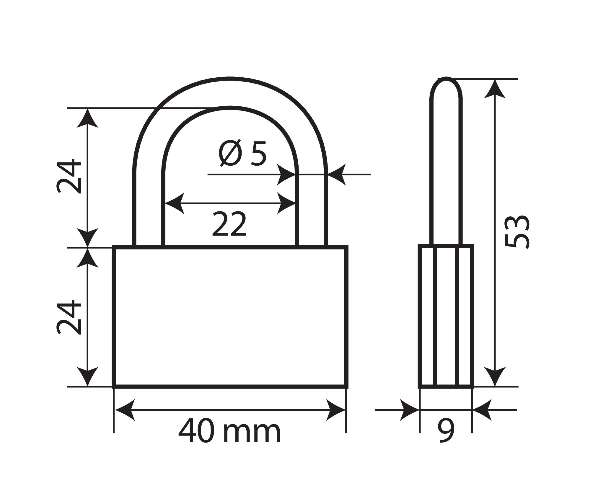 Basic, lucchetto in ottone - 40 mm - immagine 2