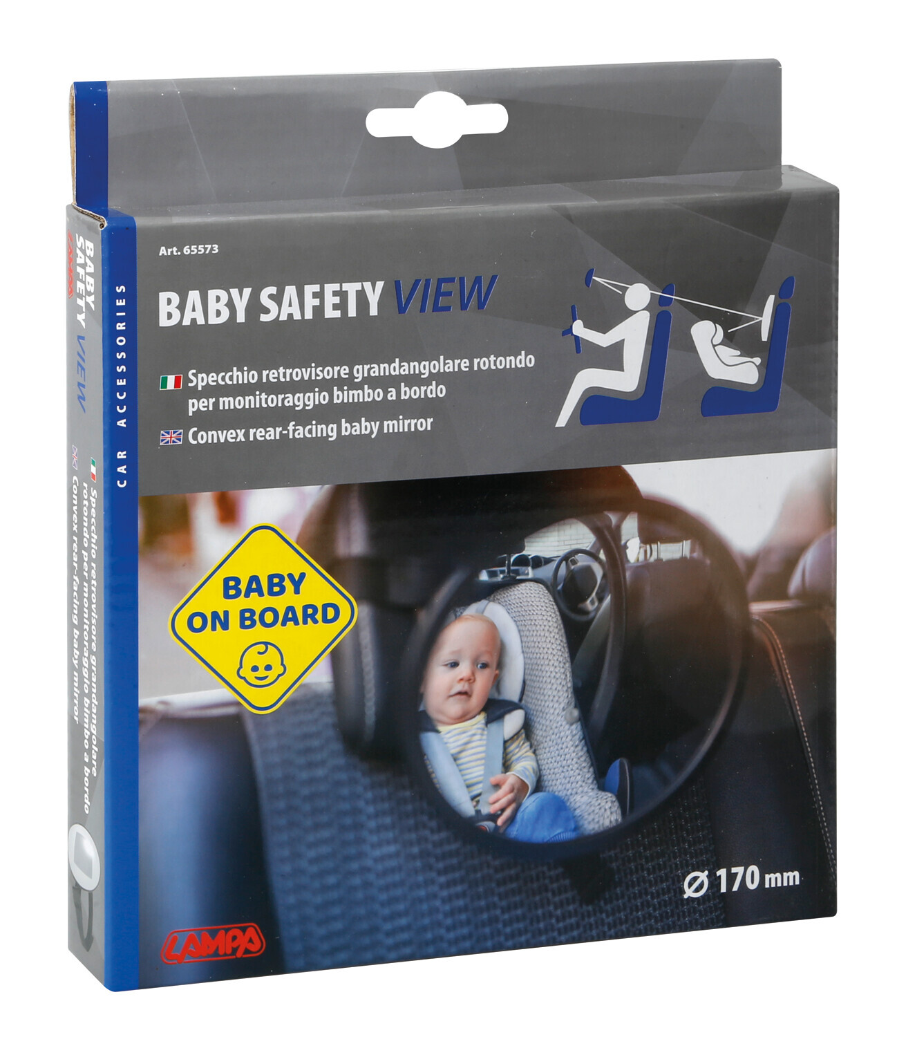 Baby Safety View, specchio retrovisore grandangolare rotondo per monitoraggio bimbo a bordo - immagine 3