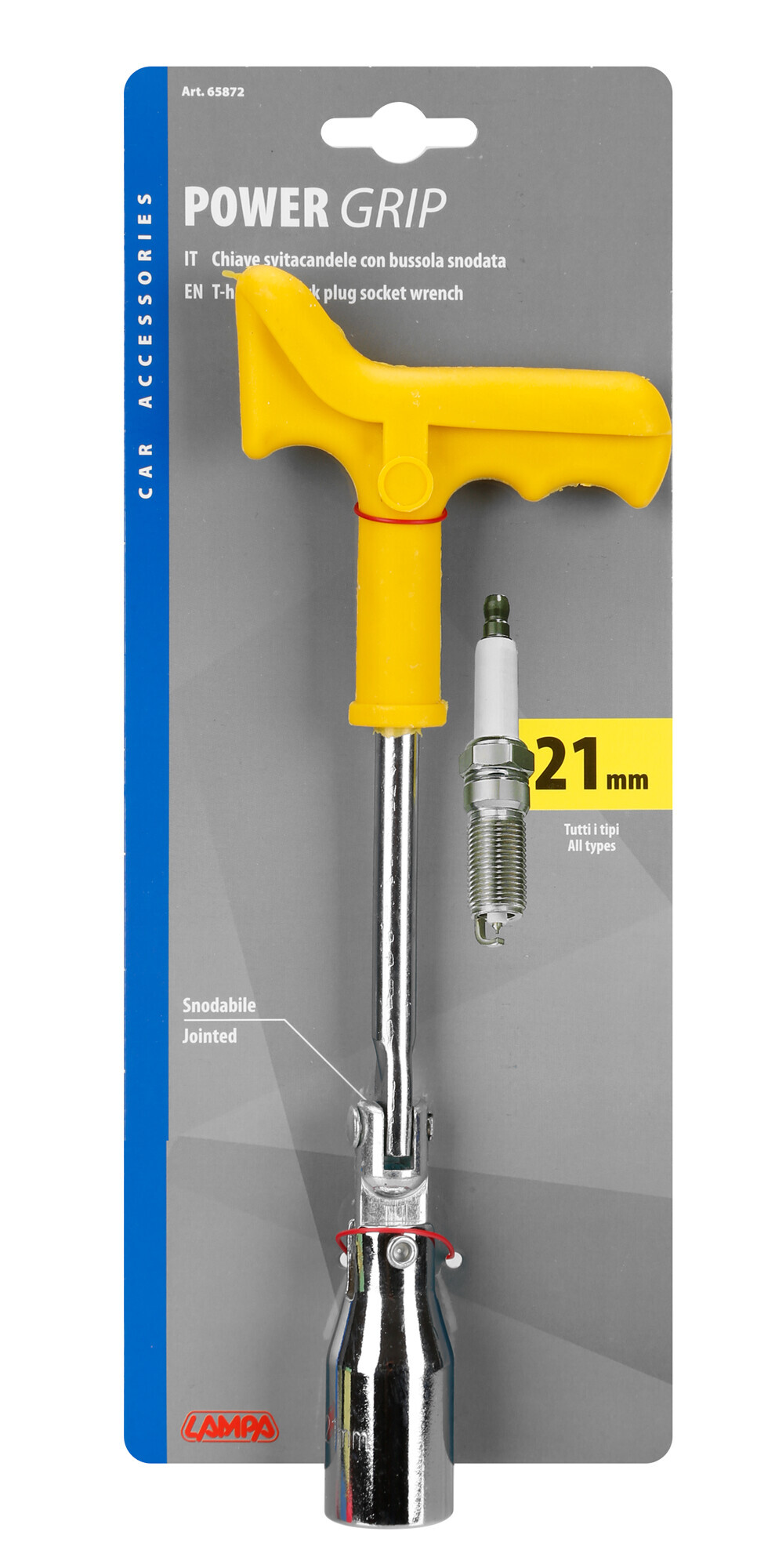 Power Grip, chiave svitacandele con bussola snodata - 21 mm - immagine 2