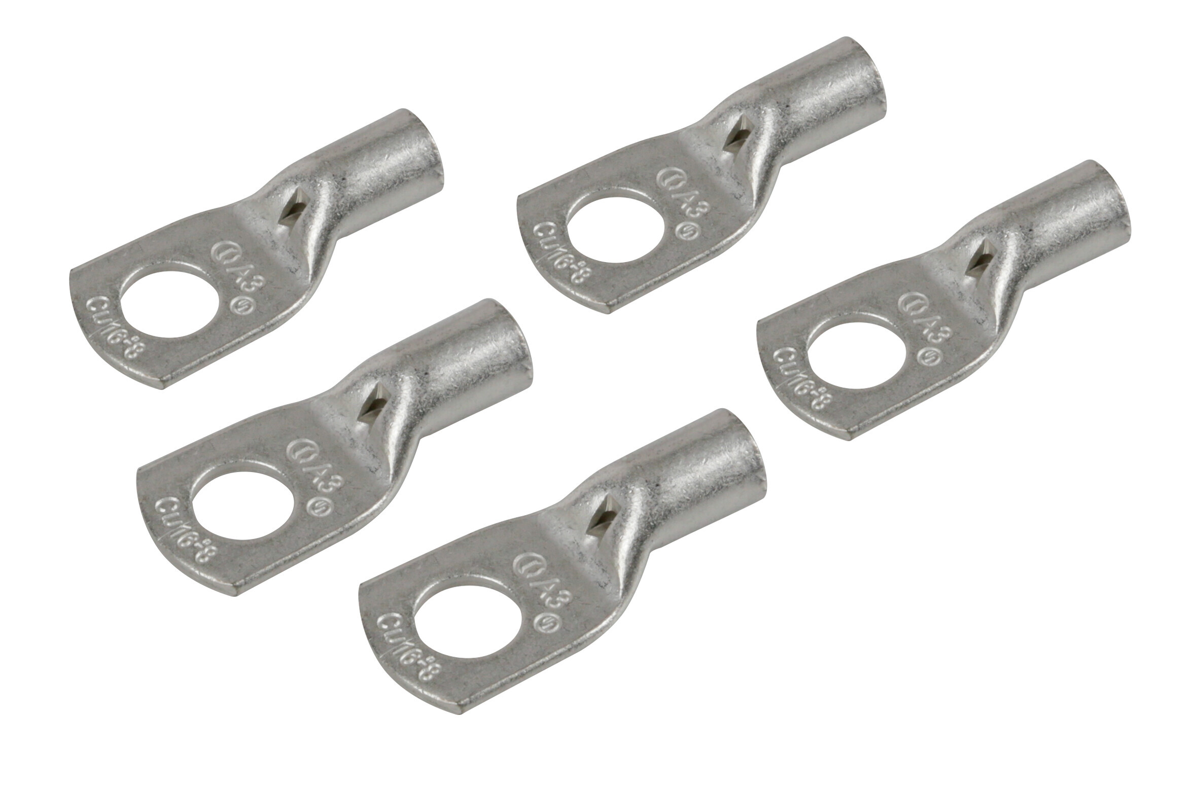 Set 5 pz capicorda da graffare in rame stagnato - sezione 16 mm² - foro 8 mm