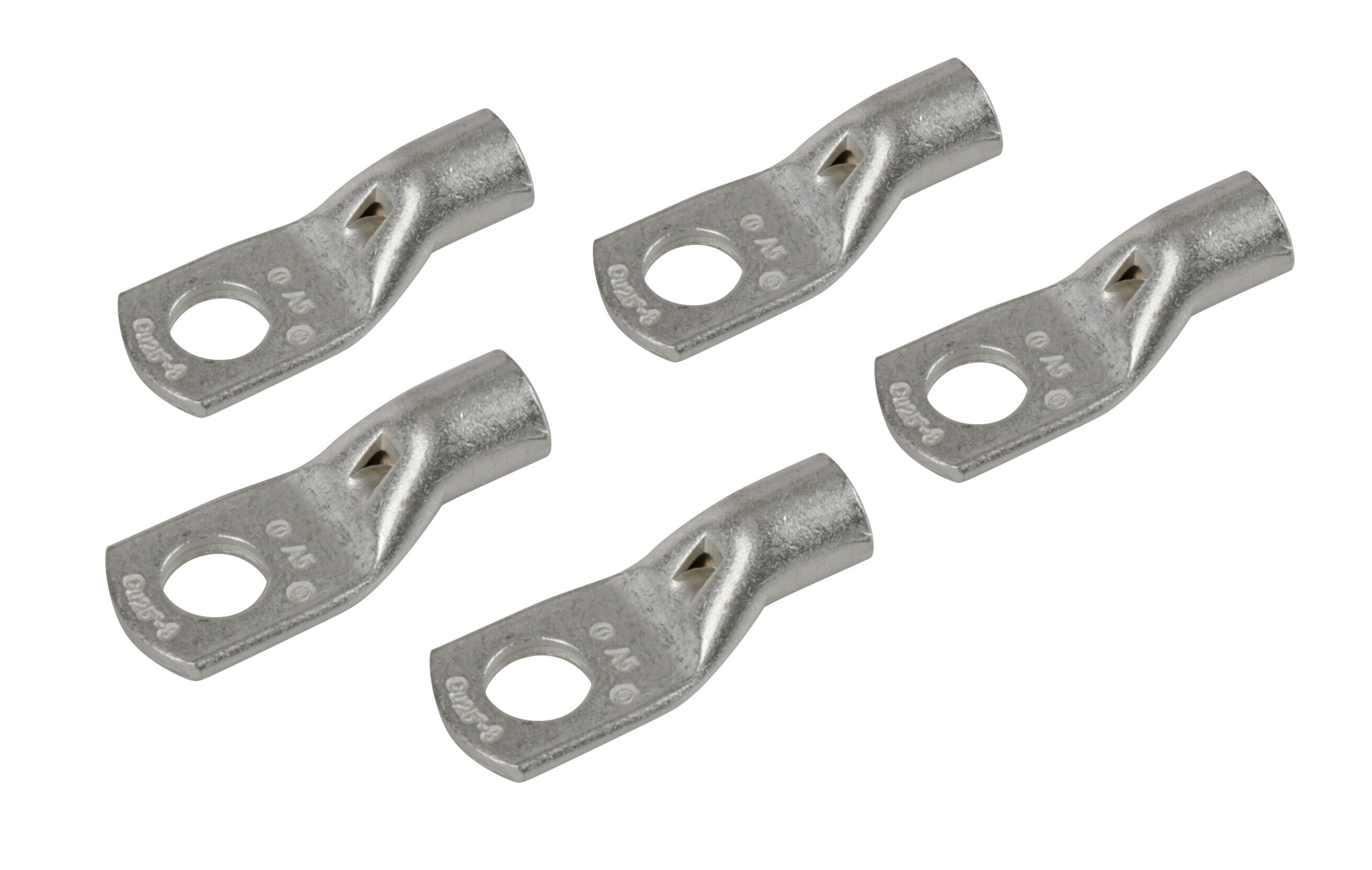 Set 5 pz capicorda da graffare in rame stagnato - sezione 25 mm² - foro 8 mm