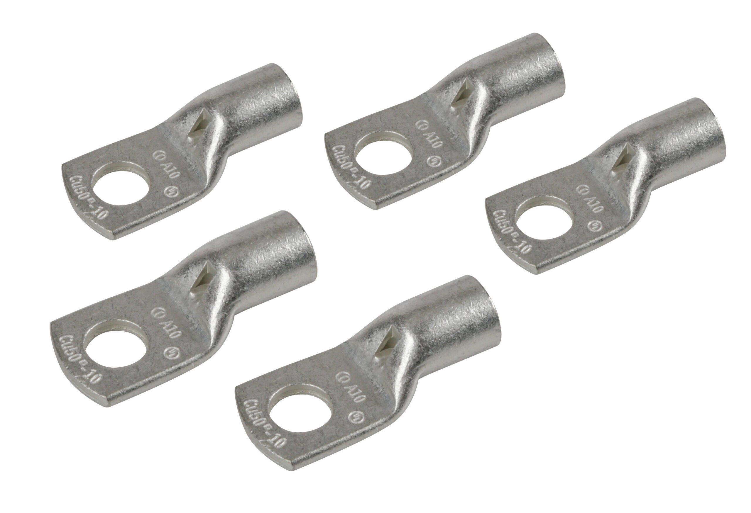 Set 5 pz capicorda da graffare in rame stagnato - sezione 50 mm² - foro 10 mm