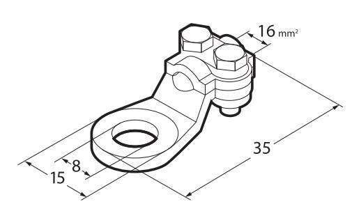 Set 2 pz capicorda di potenza in ottone nichelato, con fissaggio cavo a piastrina - Sezione 16 mm², foro 8 mm - immagine 2