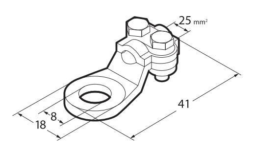 Set 2 pz capicorda di potenza in ottone nichelato, con fissaggio cavo a piastrina - Sezione 25 mm², foro 8 mm - immagine 2