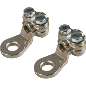 Set 2 pz capicorda di potenza in ottone nichelato, con fissaggio cavo a piastrina - Sezione 25 mm², foro 8 mm