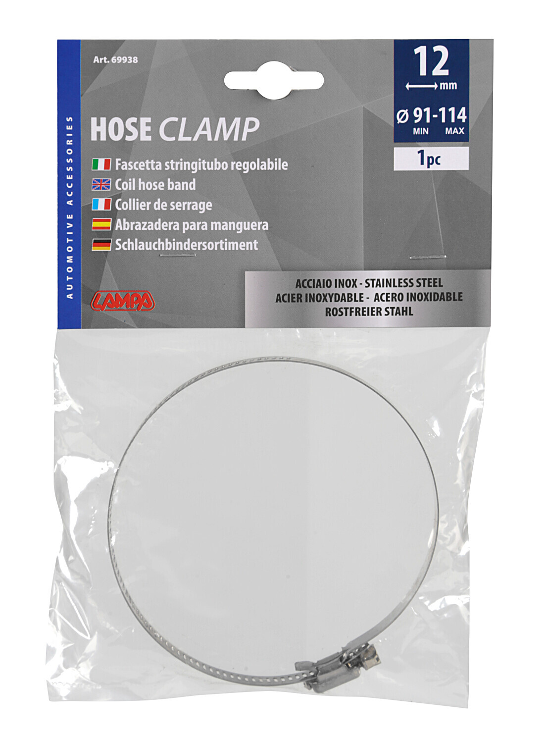 Fascetta stringitubo in acciaio inox - ↔ 12 mm - Ø 91-114 mm - immagine 2