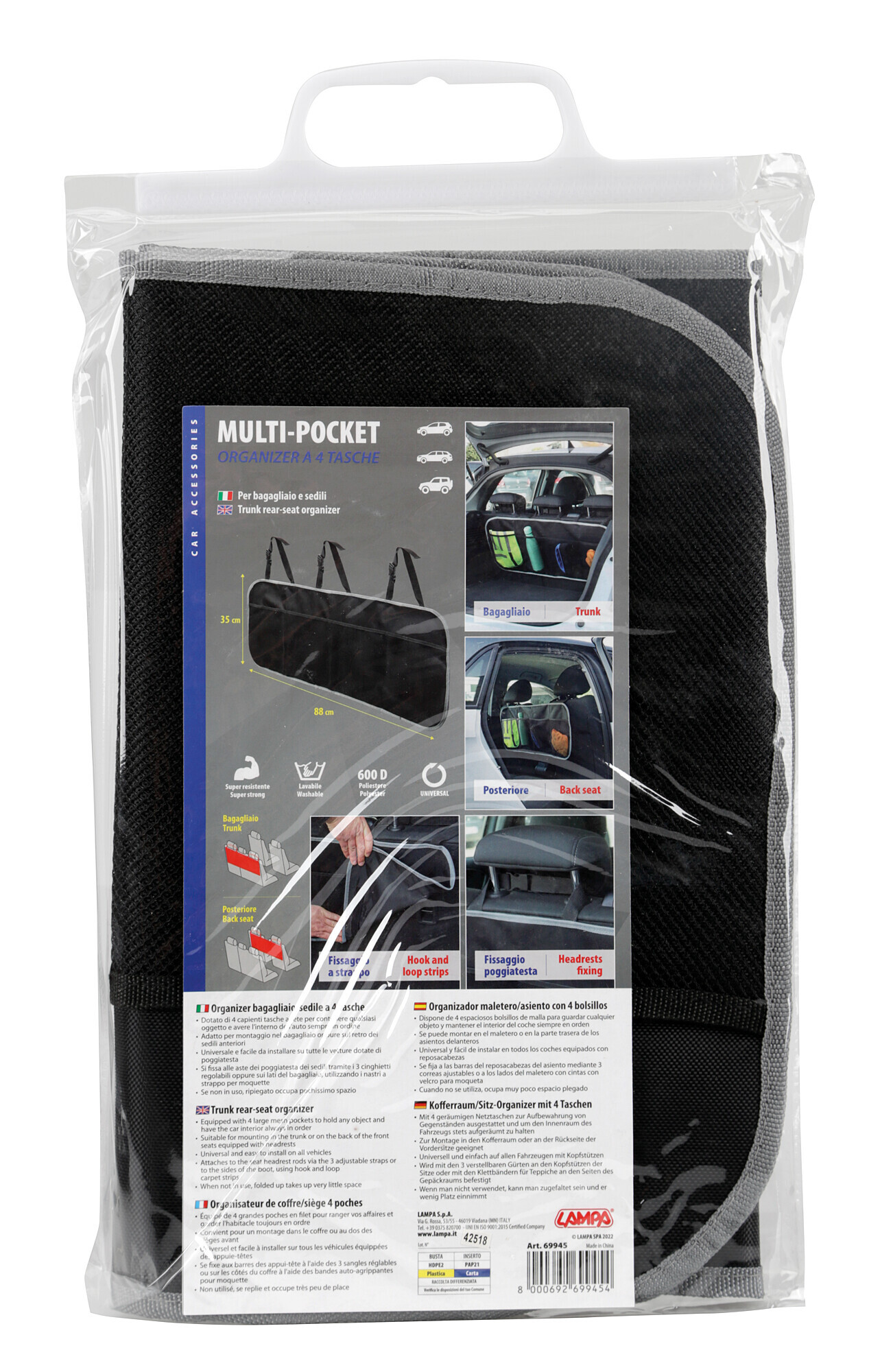Multi-Pocket, organizer baule/sedile a 4 tasche - immagine 8