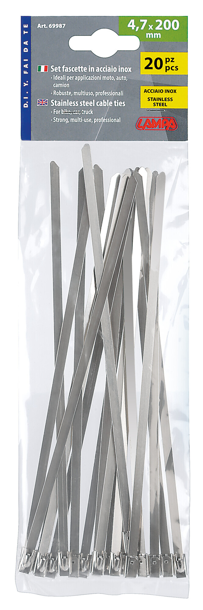 Fascette in acciaio inox, set 20 pz - 4,7x200 mm - immagine 5