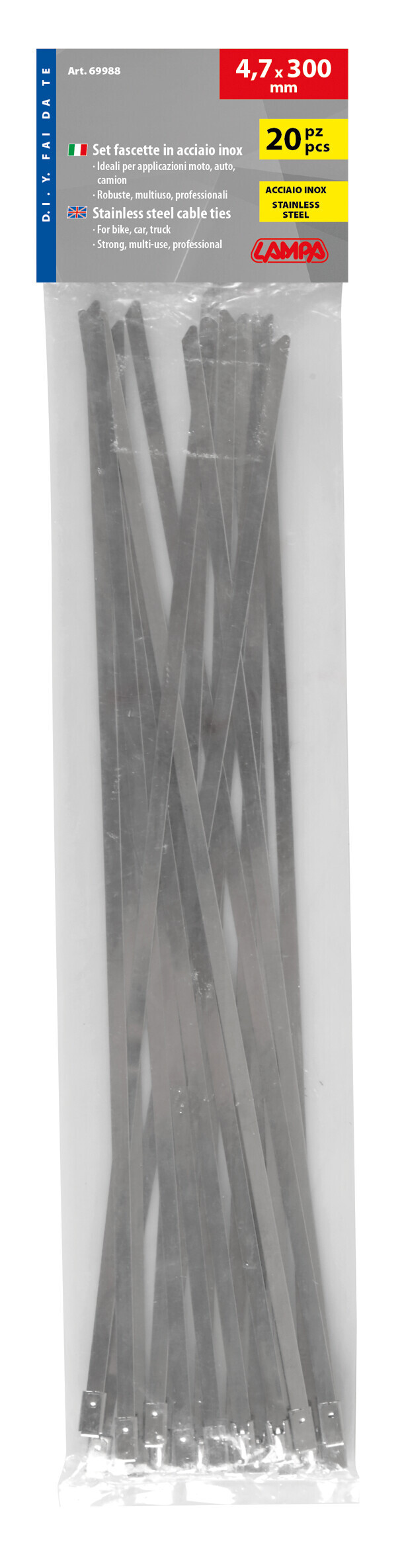 Fascette in acciaio inox, set 20 pz - 4,7x300 mm - immagine 3