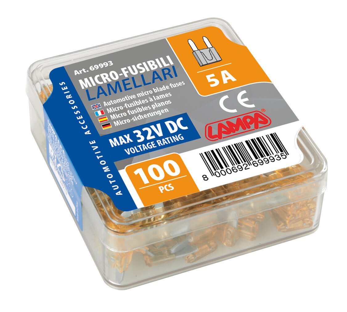 Set 100 micro fusibili lamellari, 12/32V - 5A - immagine 2