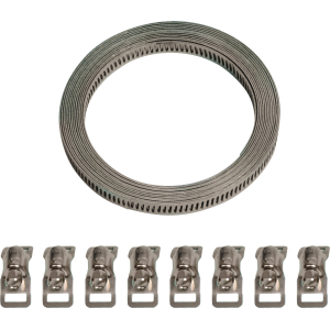 Kit nastro acciaio con 8 morsetti - 300 cm
