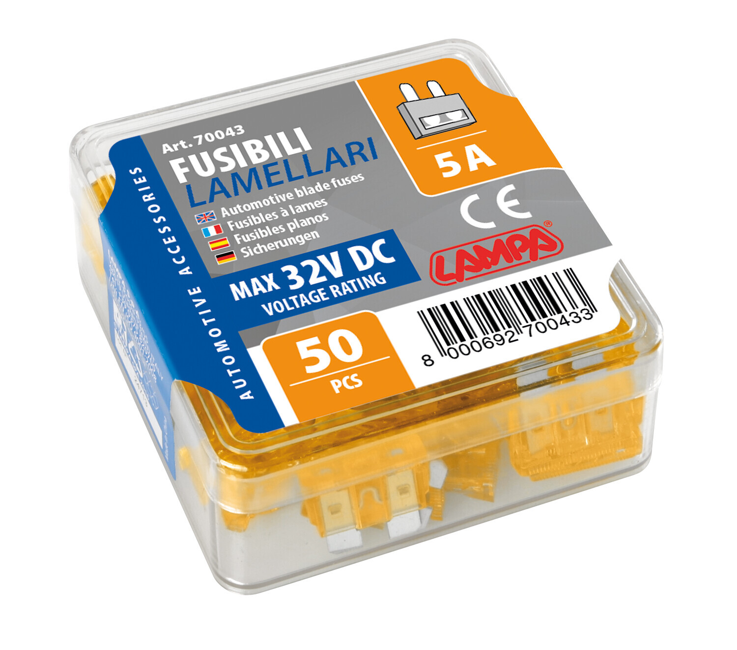 Confezione 50 fusibili lamellari, 12/32V - 5A - immagine 2