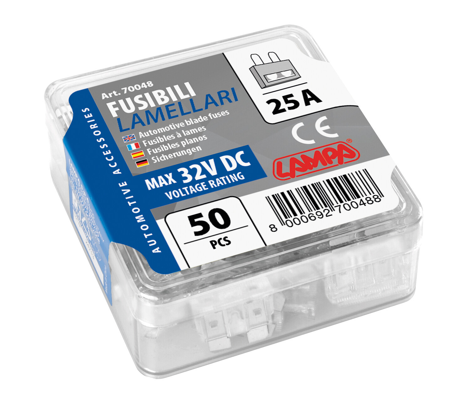Confezione 50 fusibili lamellari, 12/32V - 25A - immagine 2