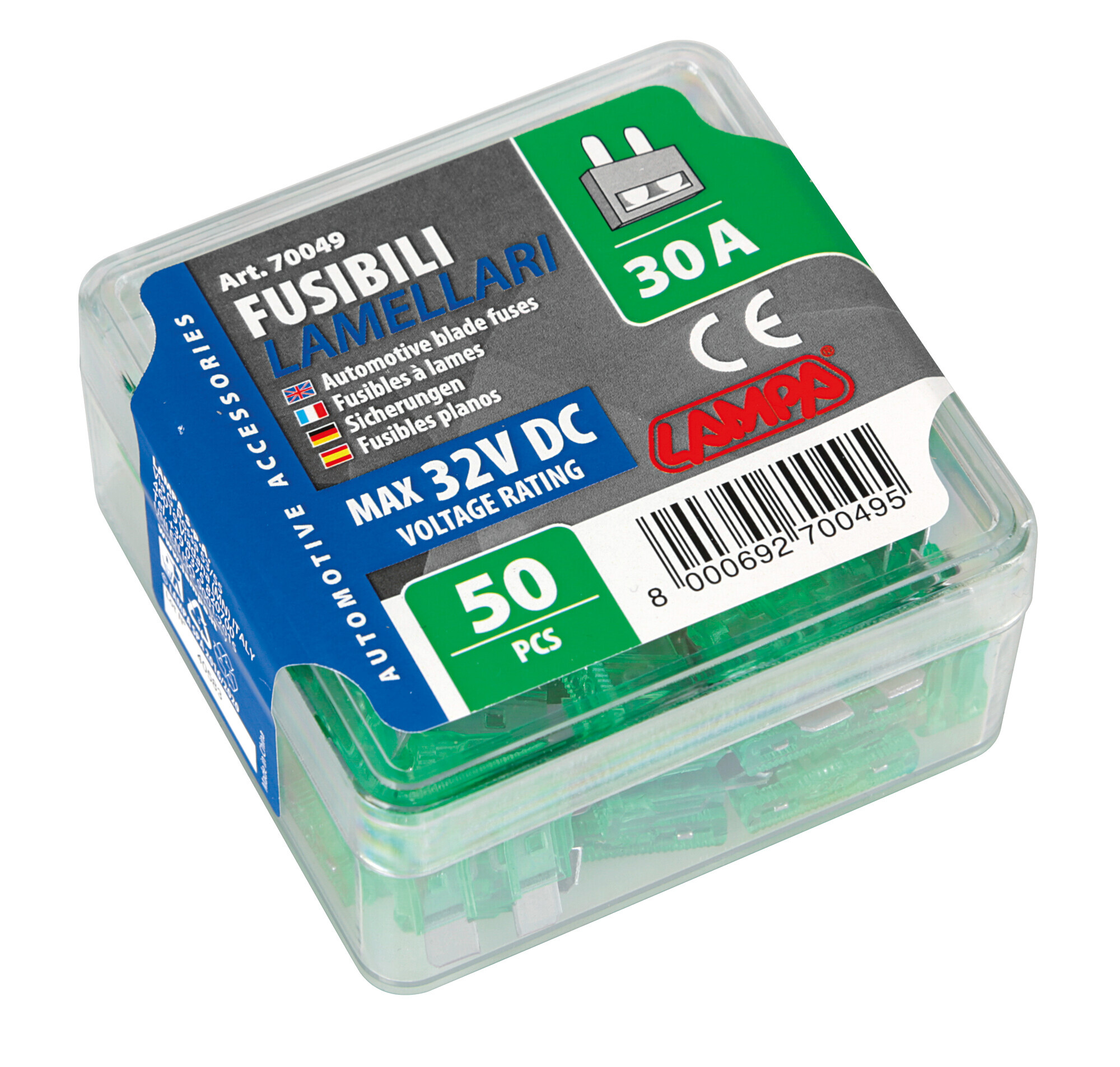 Confezione 50 fusibili lamellari, 12/32V - 30A - immagine 2