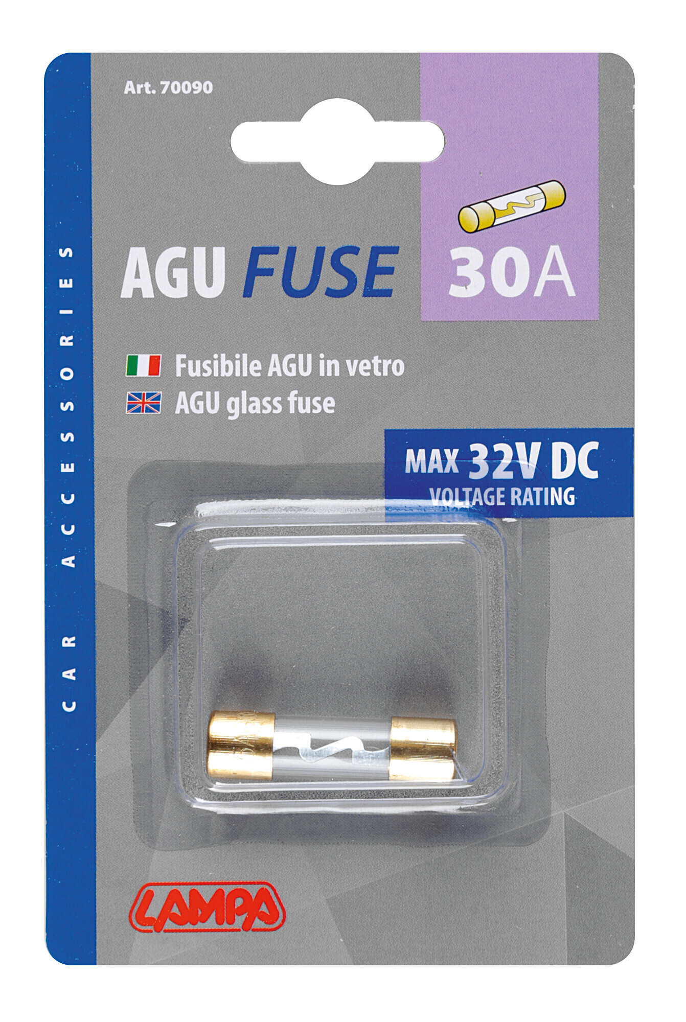 Fusibile AGU in vetro, 12/32V - 30A - immagine 2