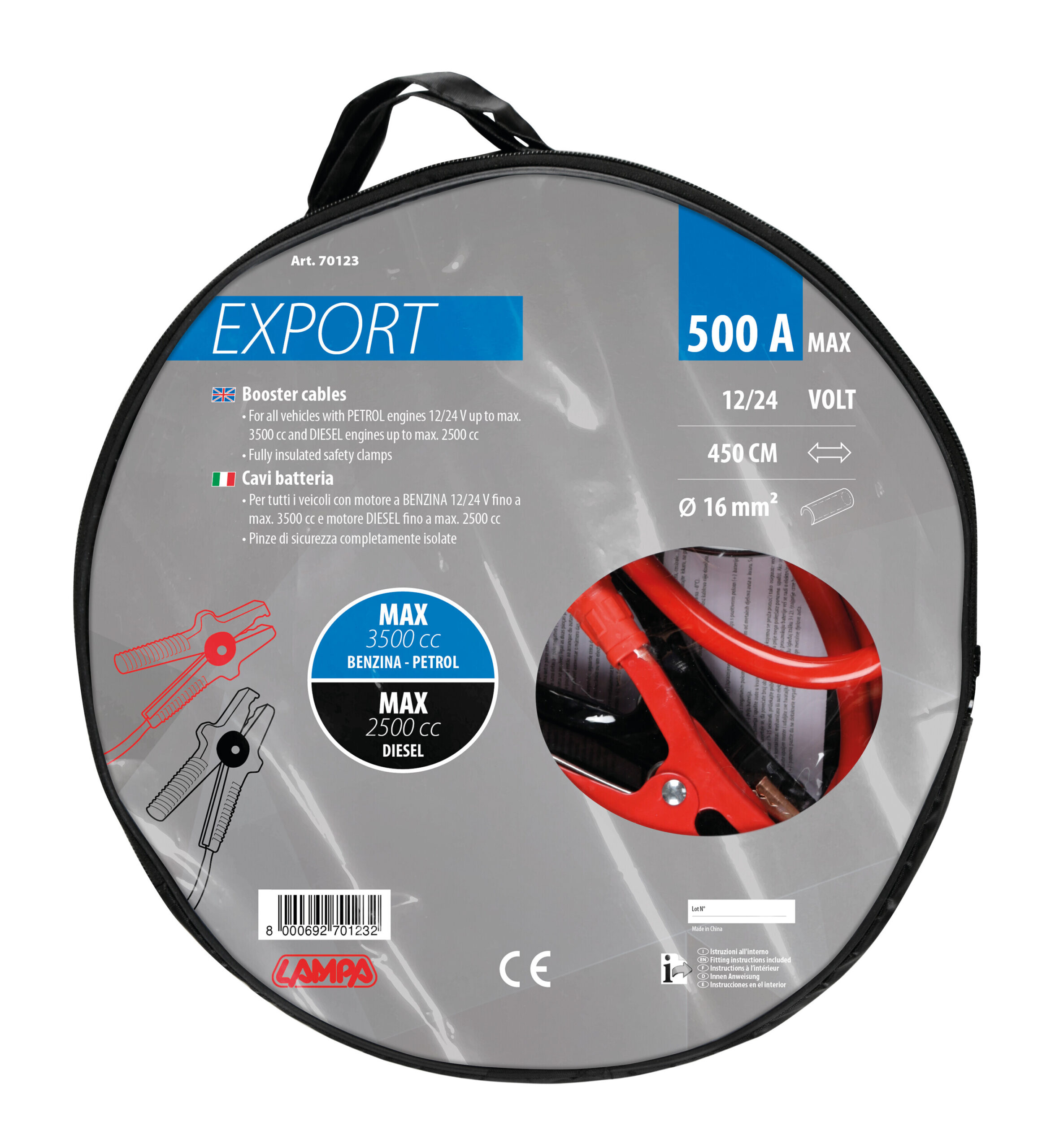 Cavi batteria Export 12/24V - 450 cm - 500 A - 16 mm² - immagine 3